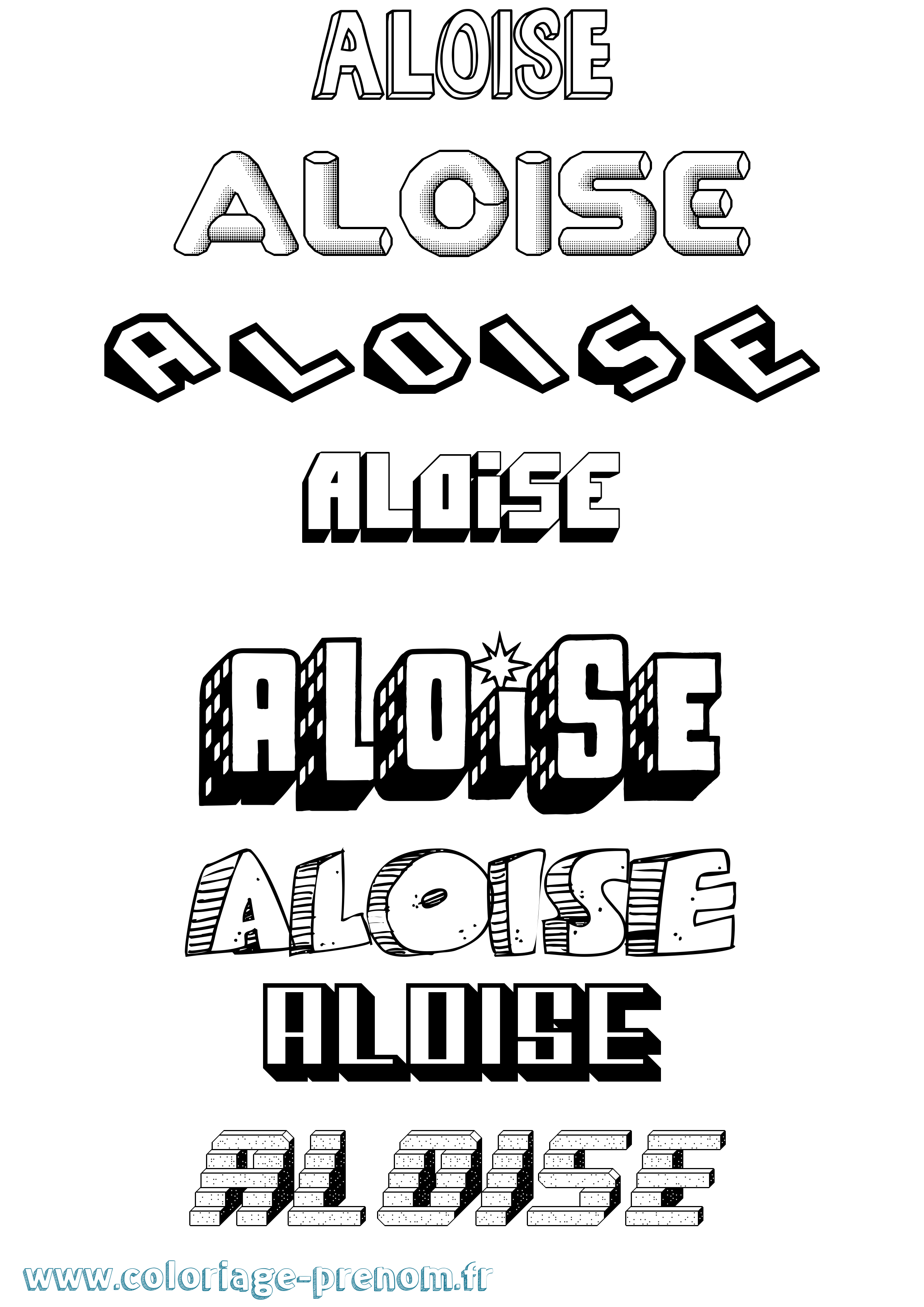 Coloriage Aloise Effet 3D Coloriage prénom Aloise Effet 3D