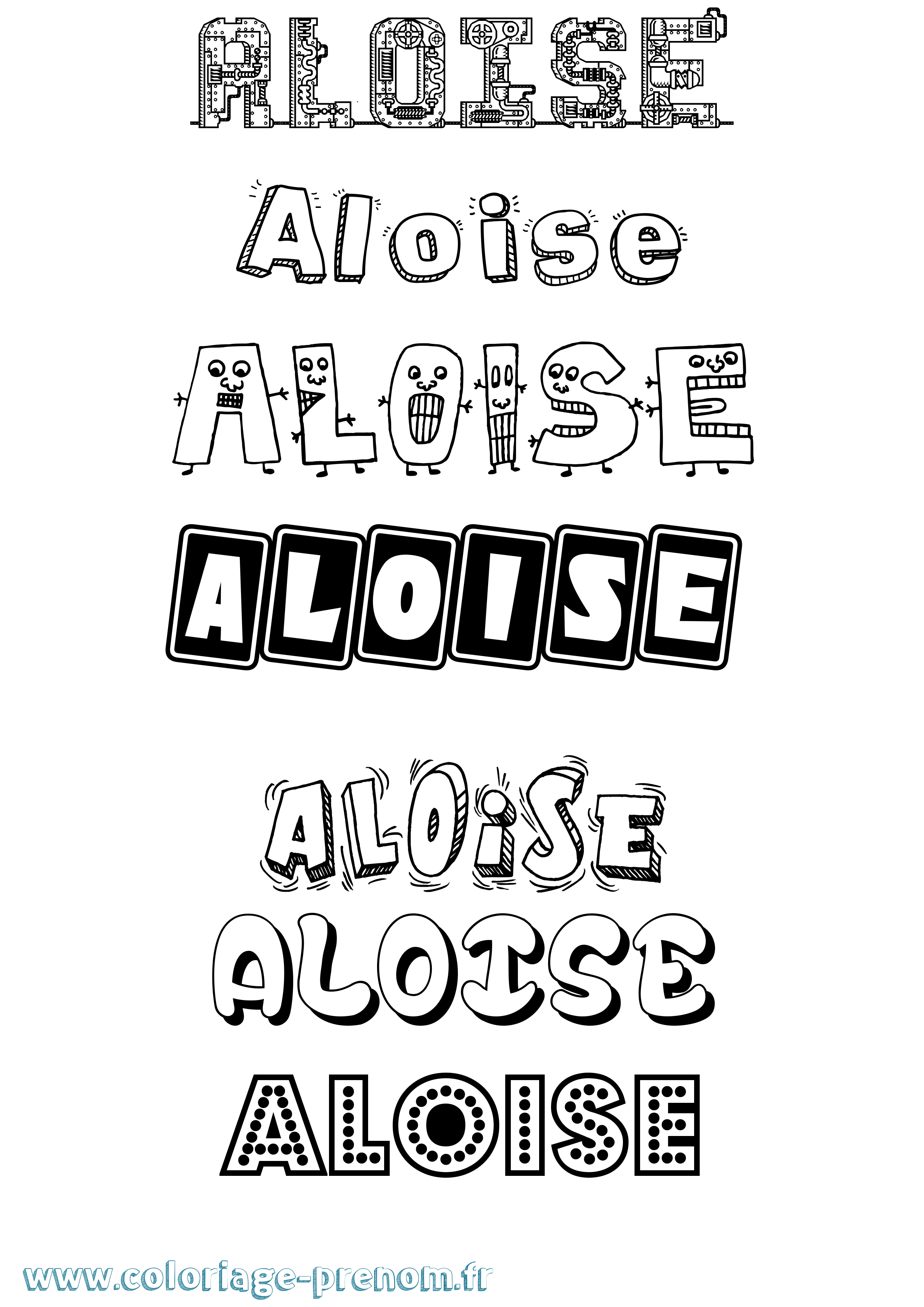 Coloriage prénom Aloise Fun