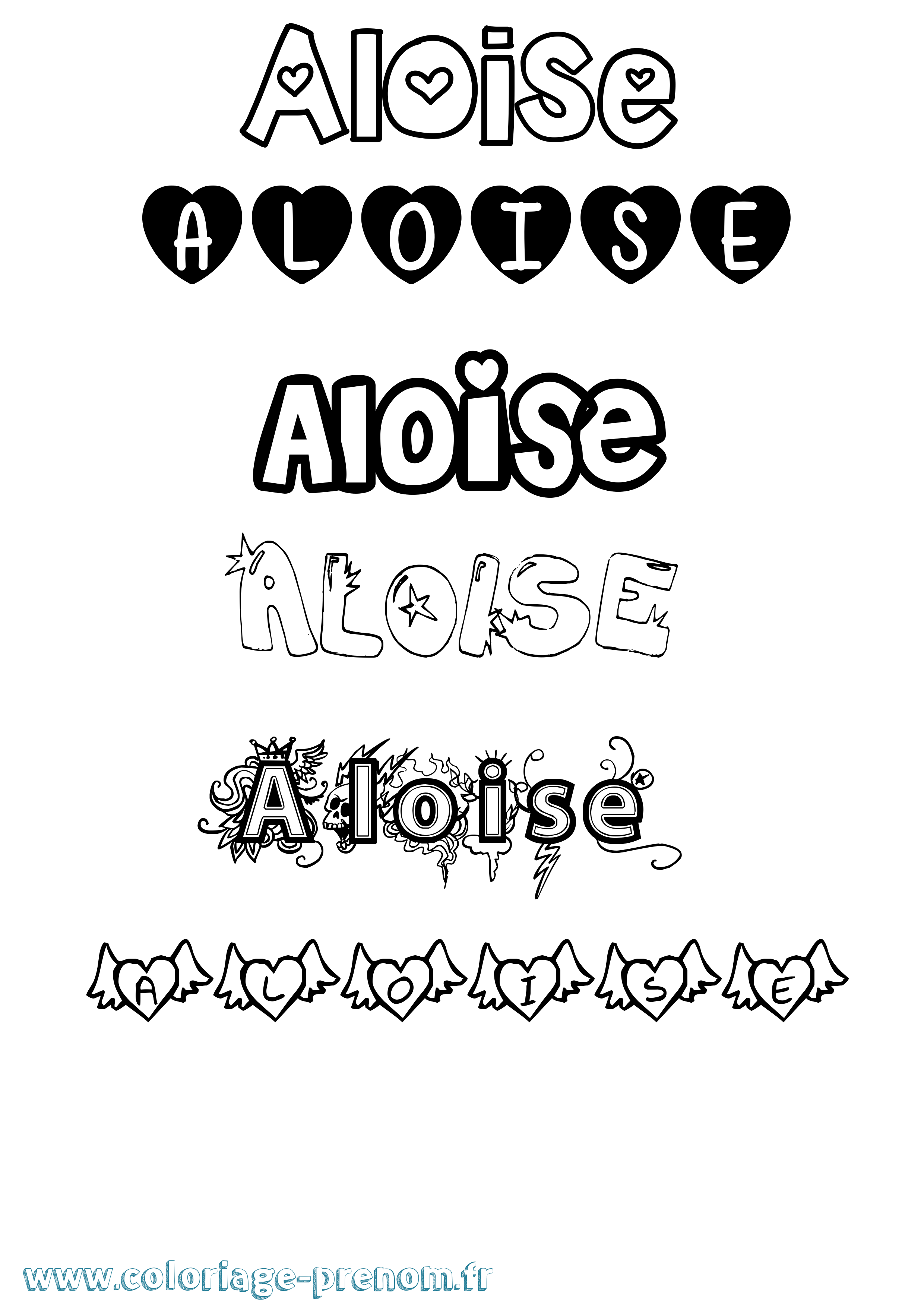 Coloriage Aloise Girly Coloriage prénom Aloise Girly