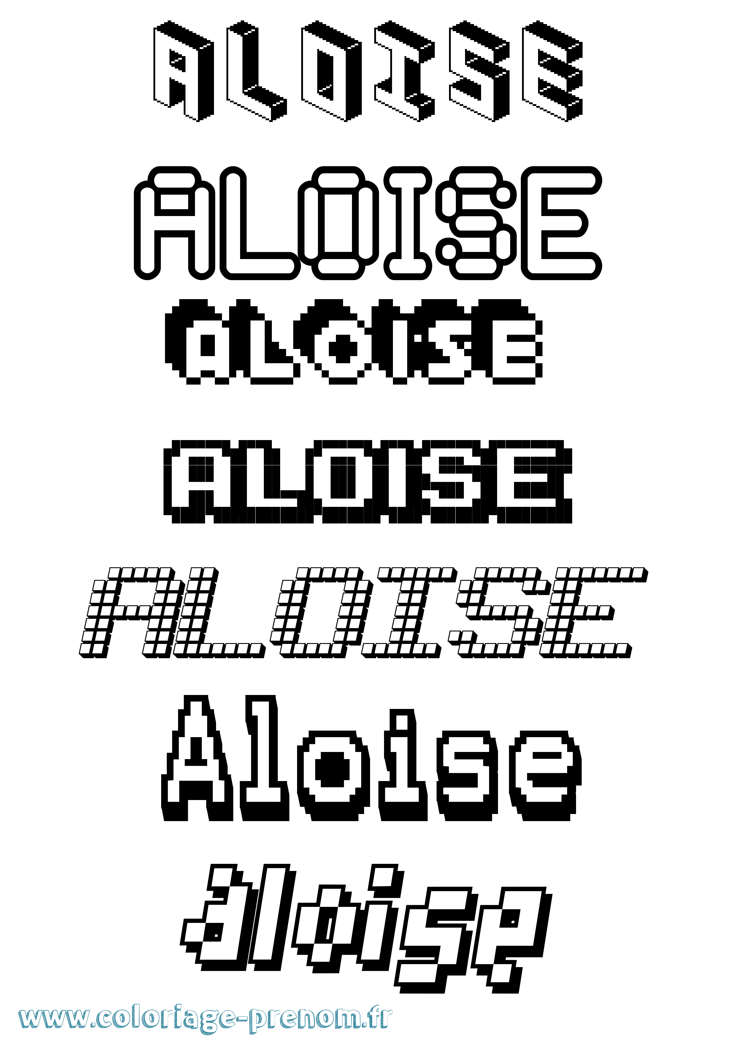 Coloriage prénom Aloise Pixel