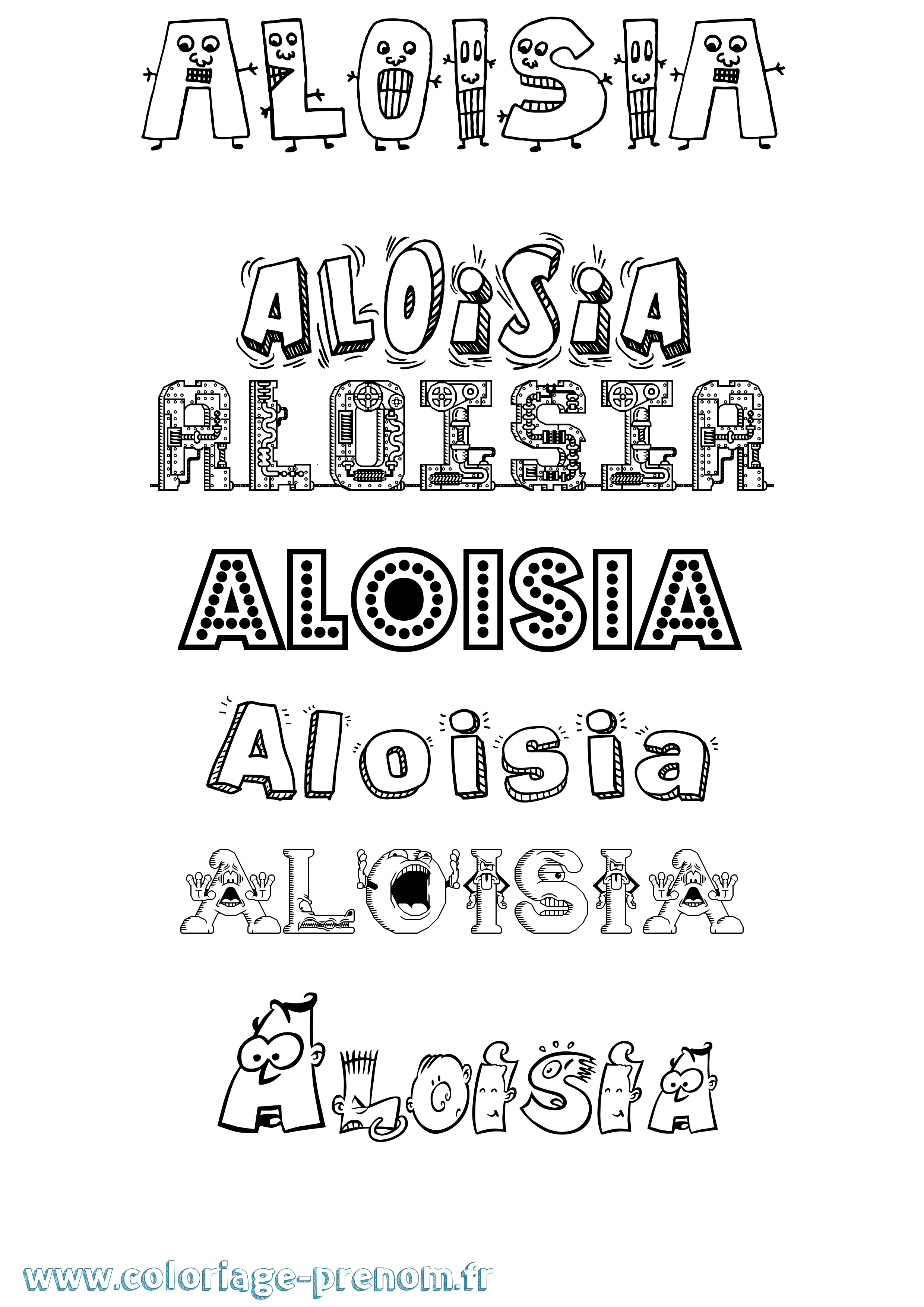 Coloriage prénom Aloisia Fun