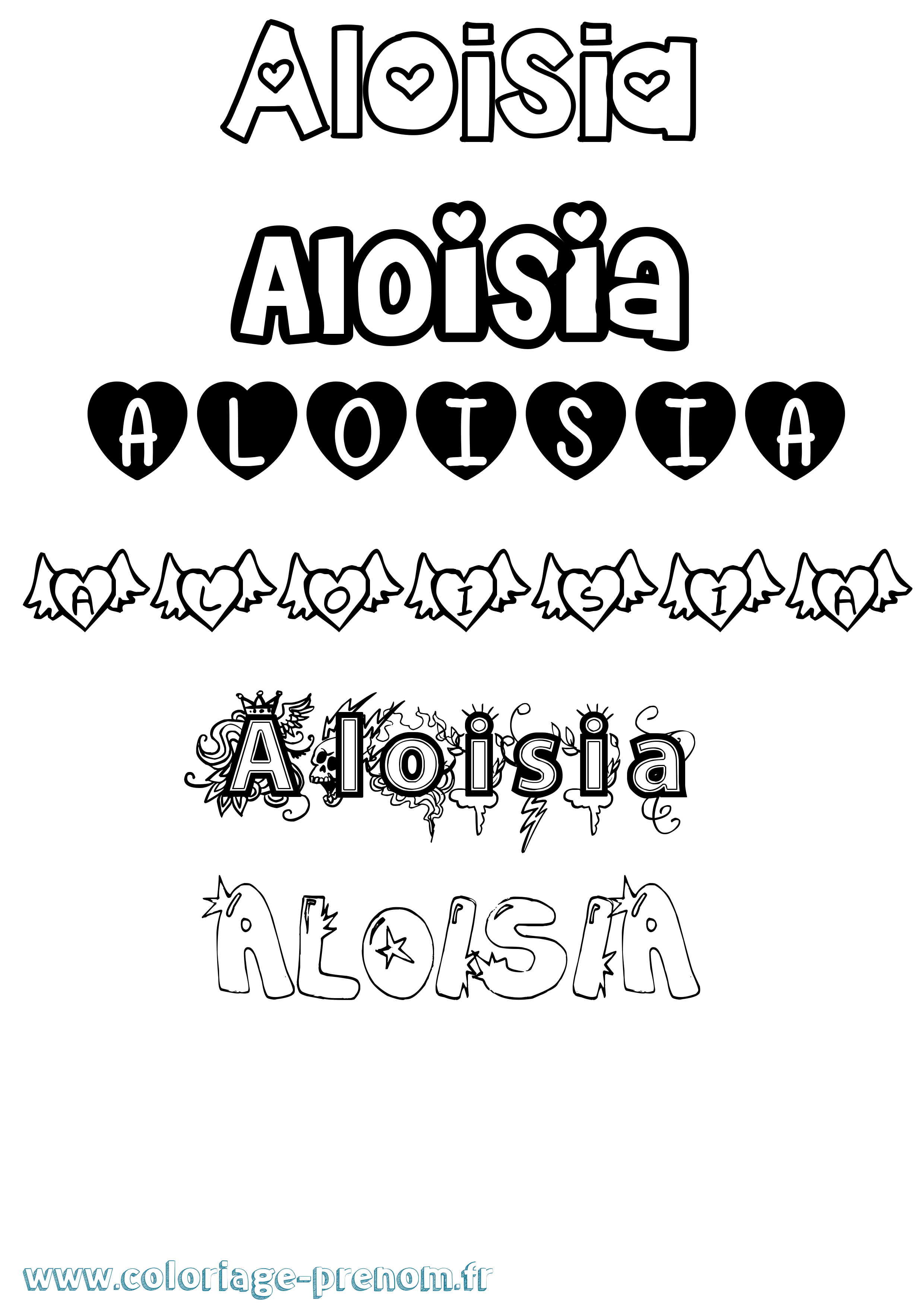Coloriage prénom Aloisia Girly