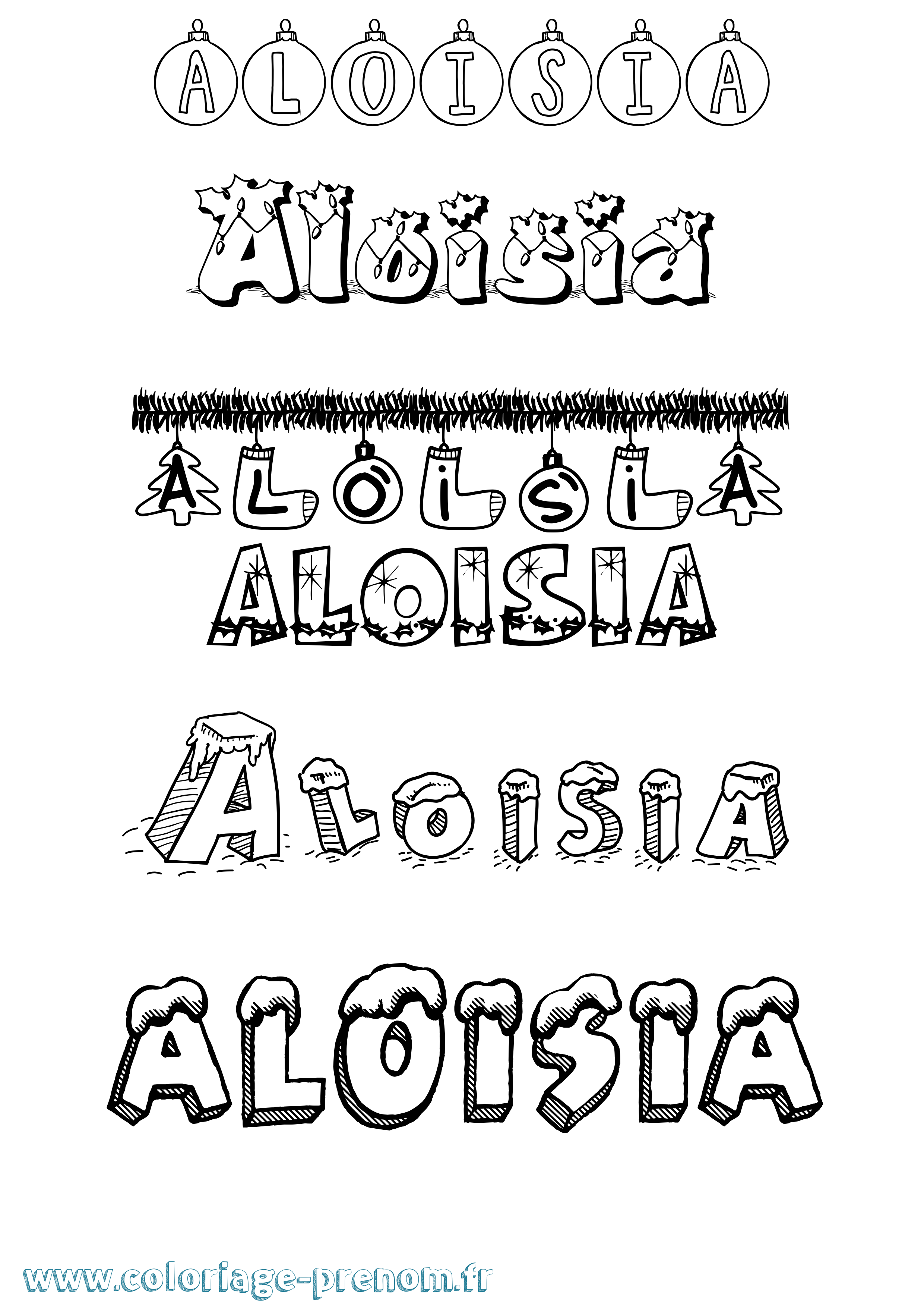 Coloriage prénom Aloisia Noël