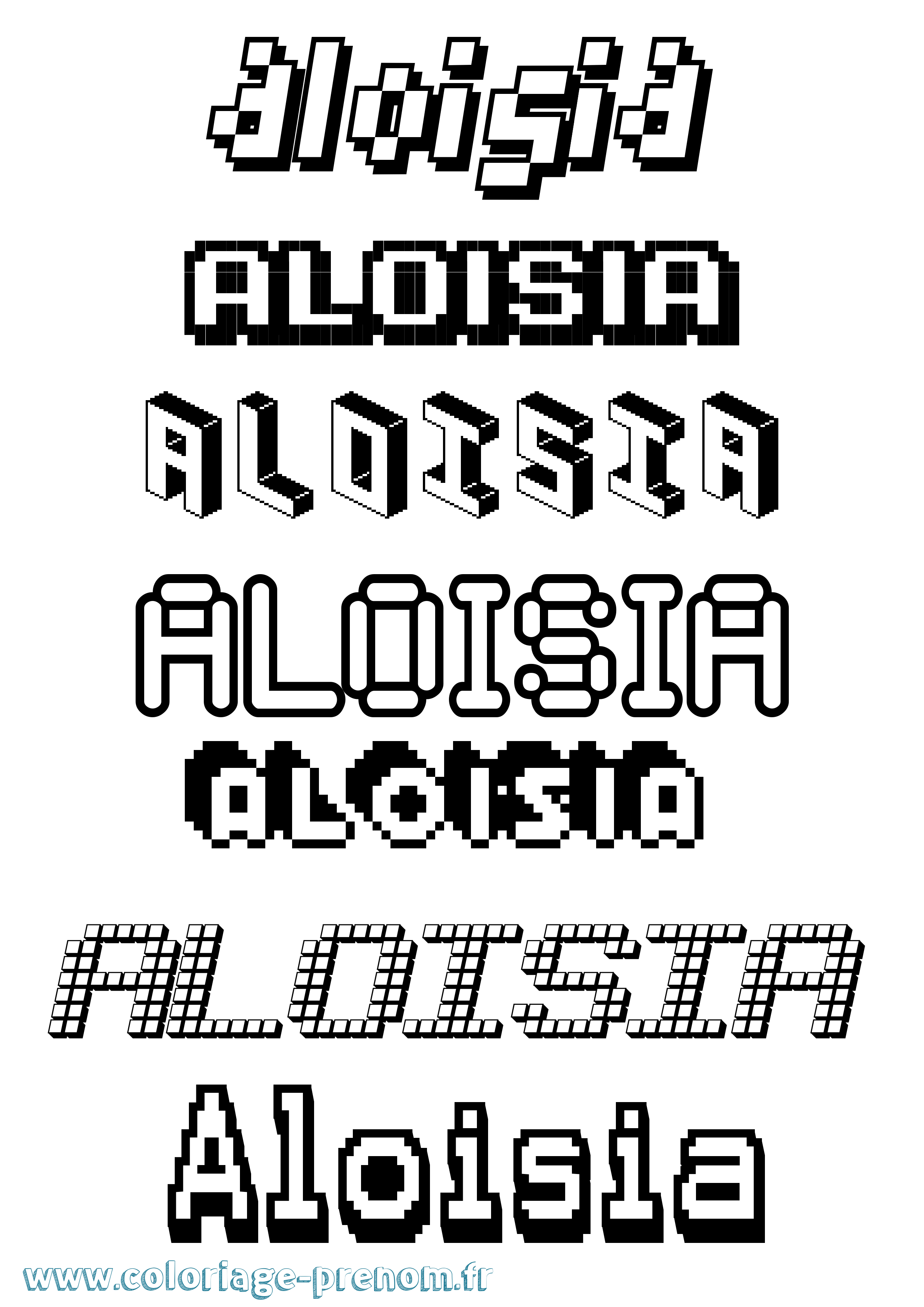 Coloriage prénom Aloisia Pixel