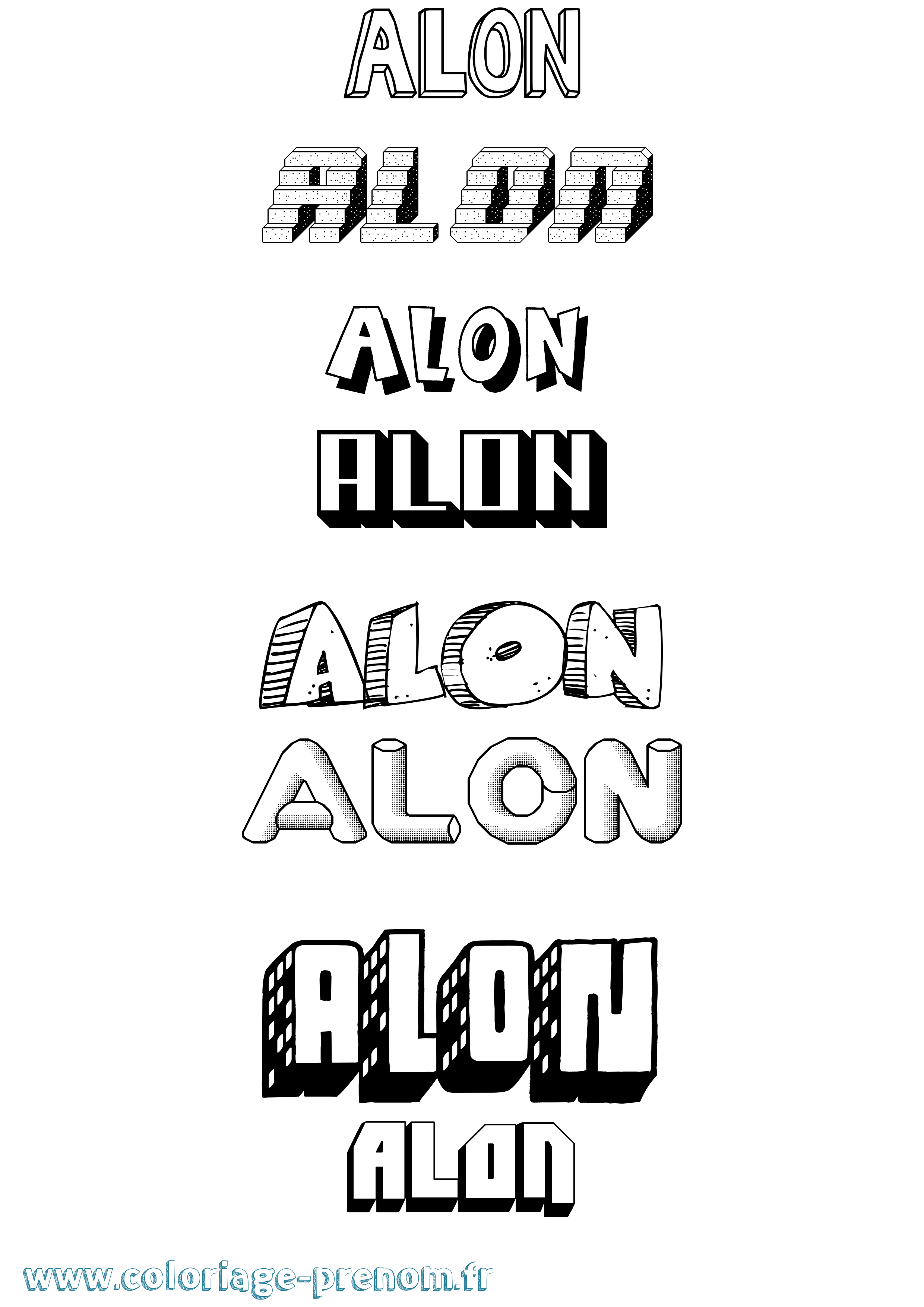 Coloriage prénom Alon