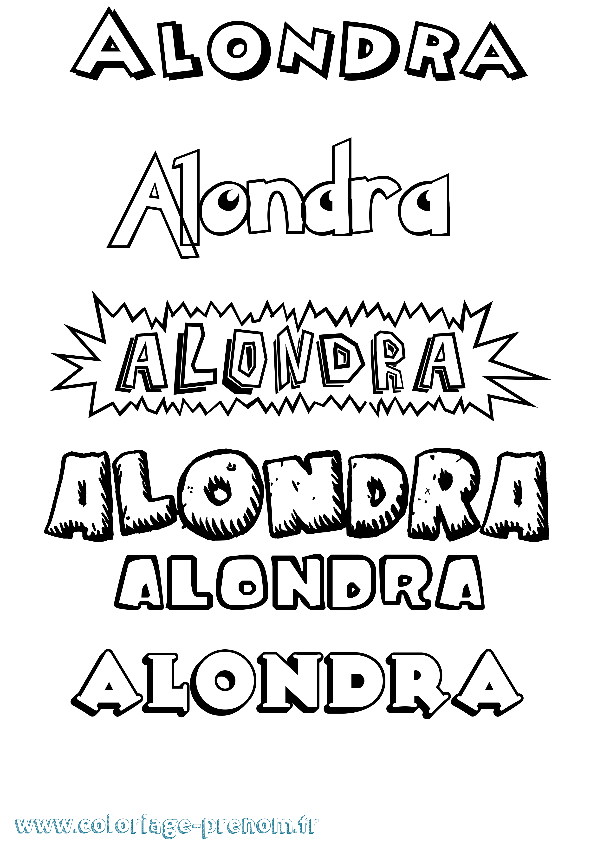 Coloriage prénom Alondra Dessin Animé