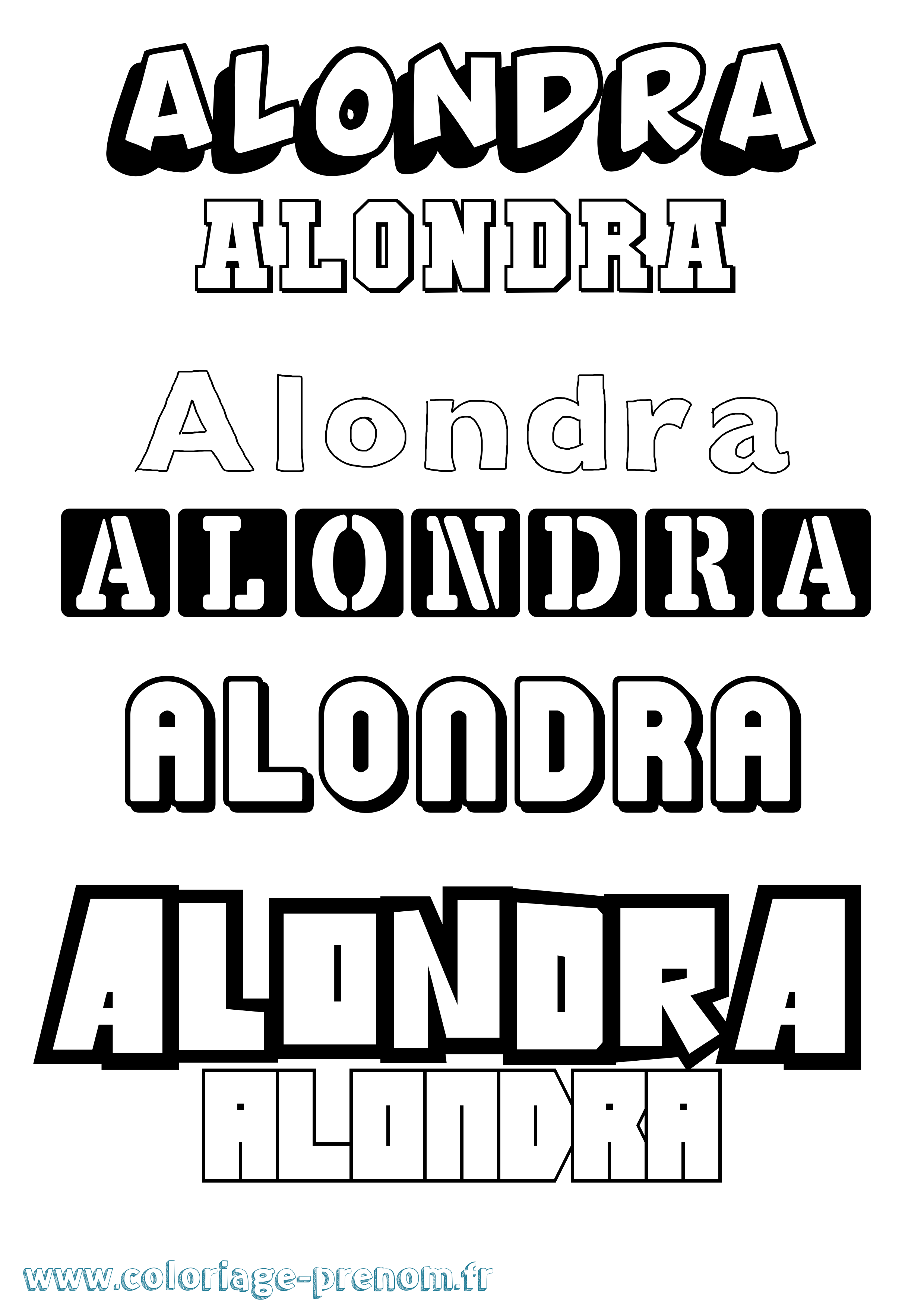 Coloriage prénom Alondra Simple