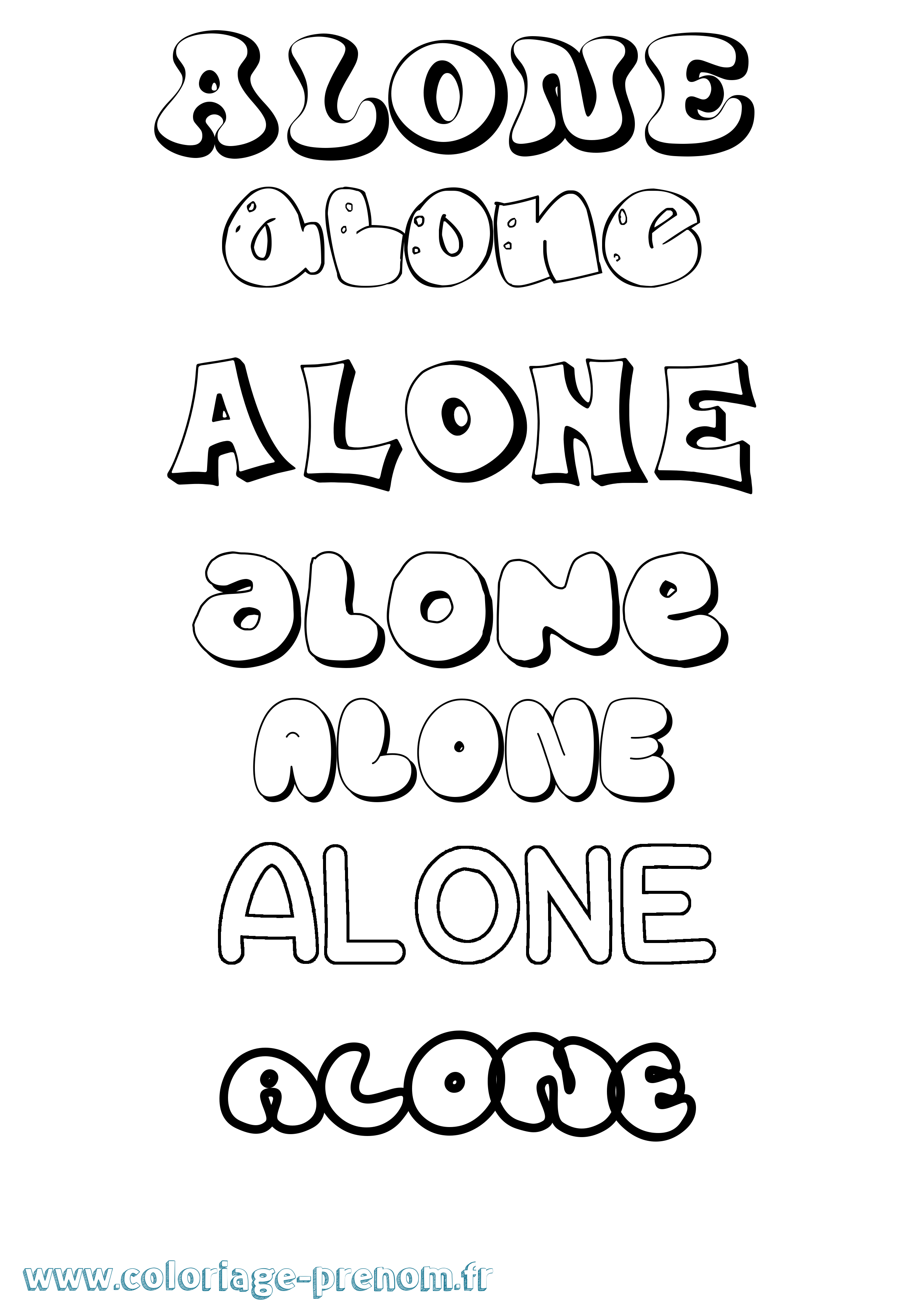 Coloriage Alone Bubble Coloriage prénom Alone Bubble
