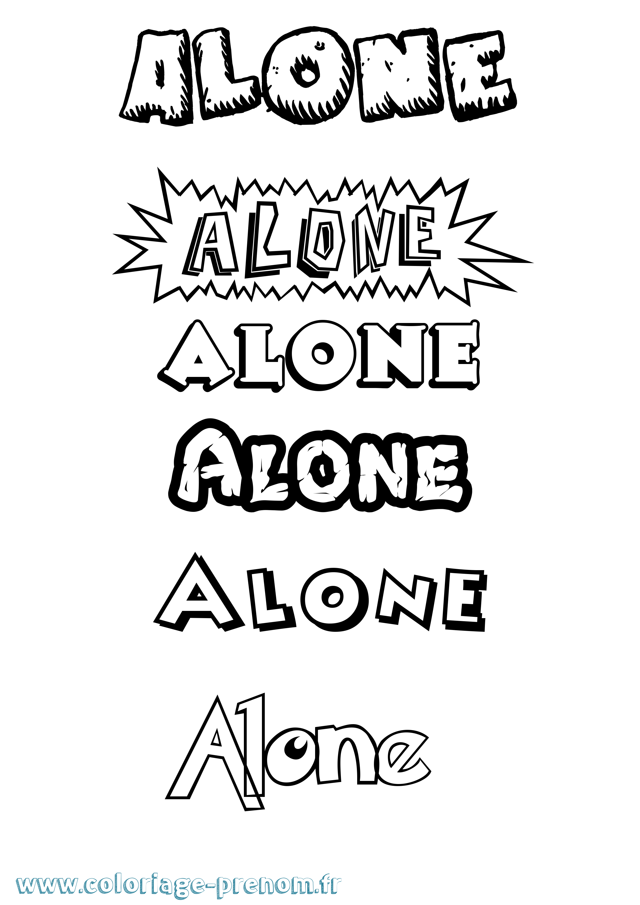 Coloriage Alone Dessin Animé Coloriage prénom Alone Dessin Animé