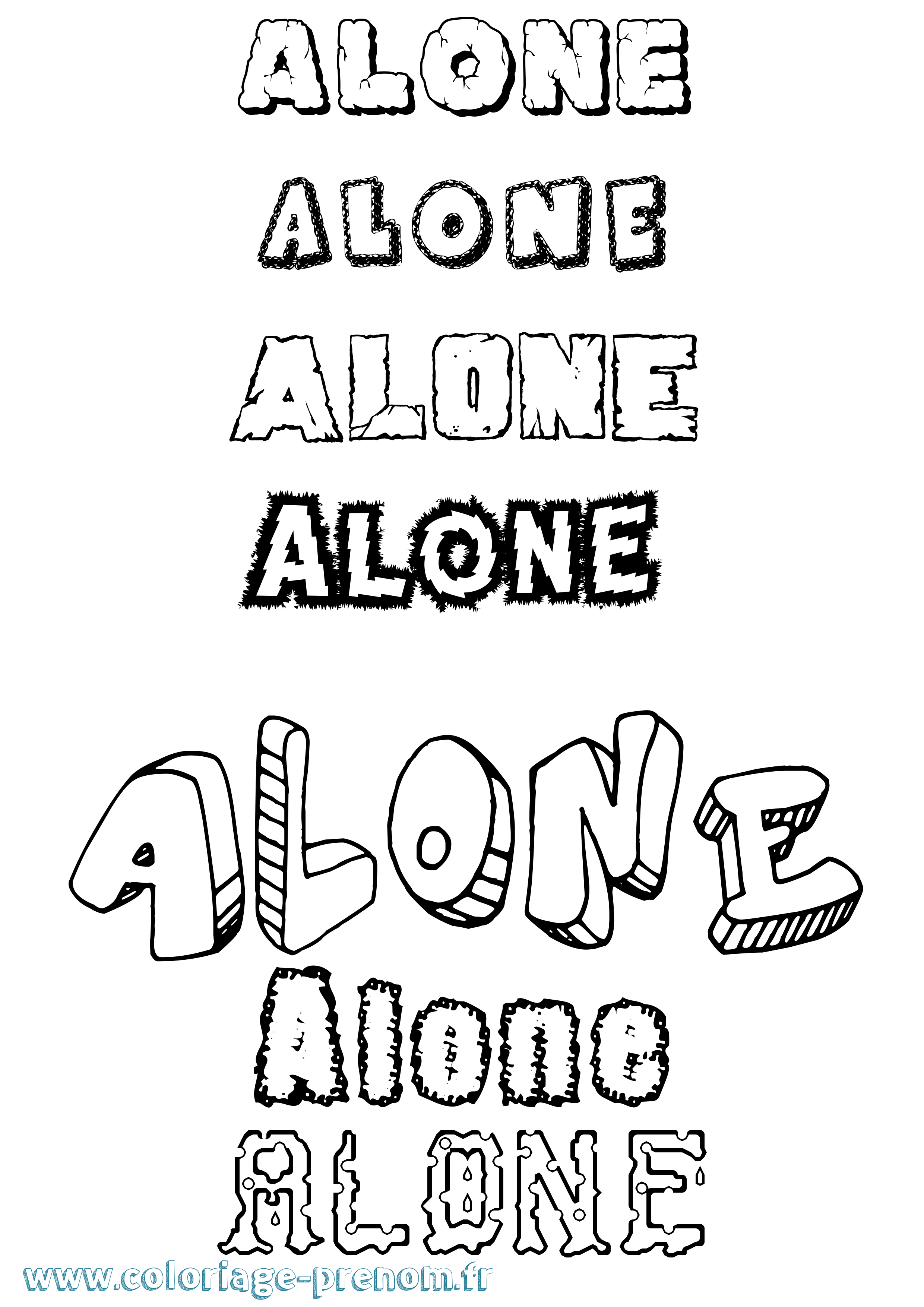 Coloriage Alone Destructuré Coloriage prénom Alone Destructuré