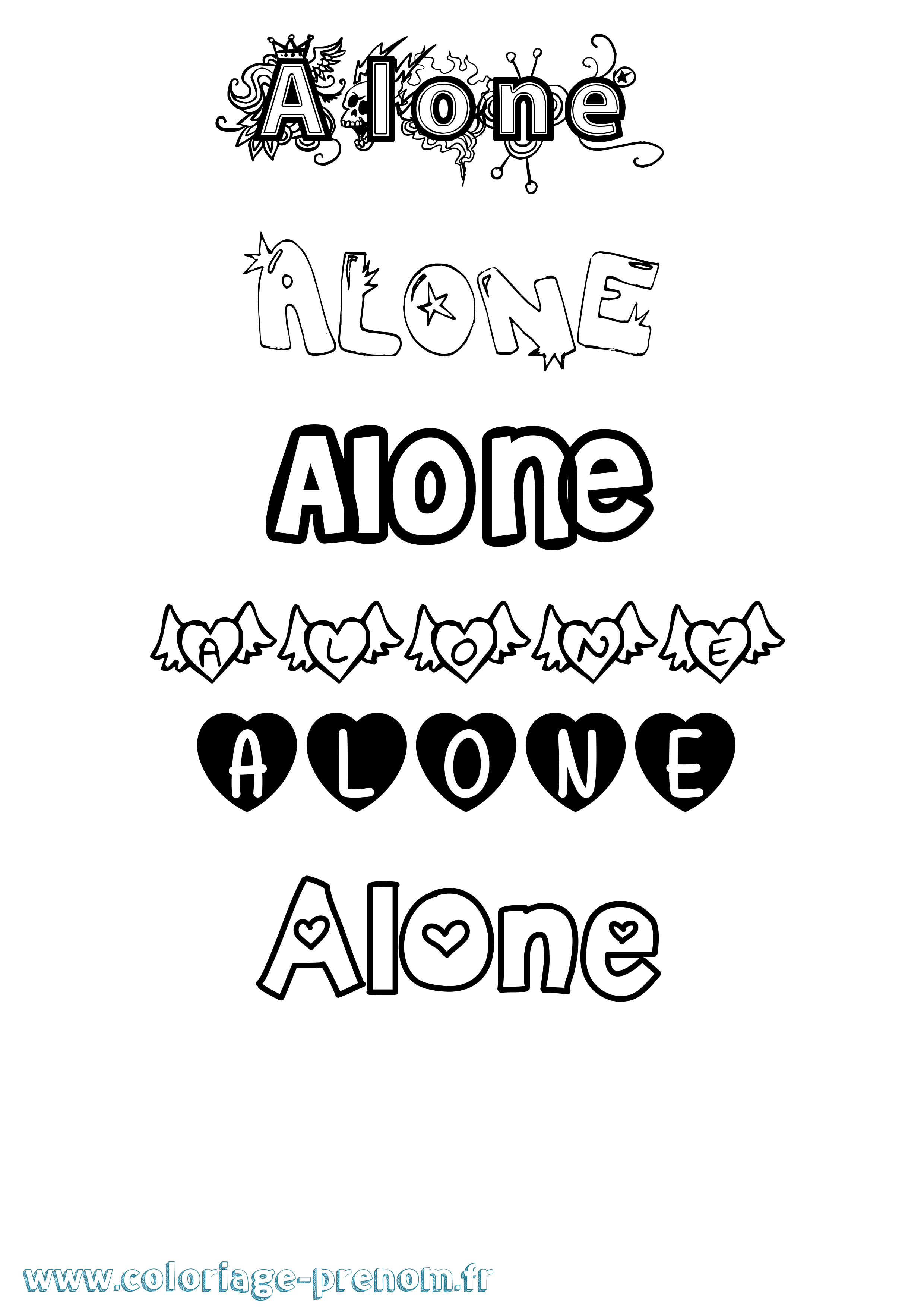 Coloriage Alone Girly Coloriage prénom Alone Girly