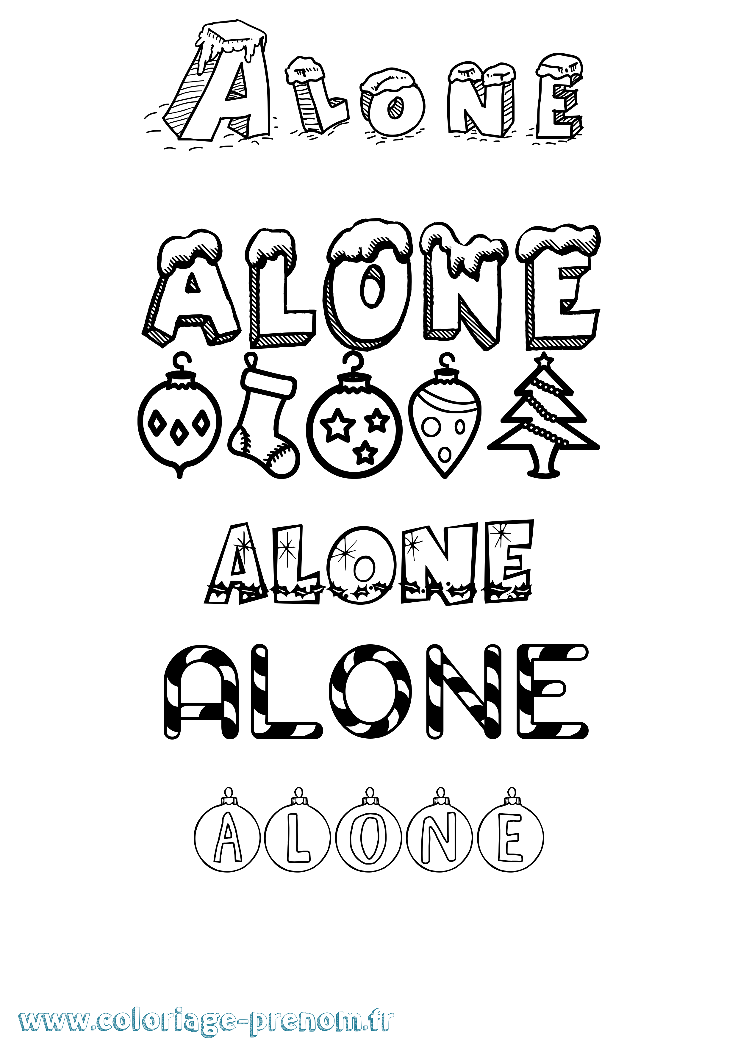 Coloriage Alone Noël Coloriage prénom Alone Noël