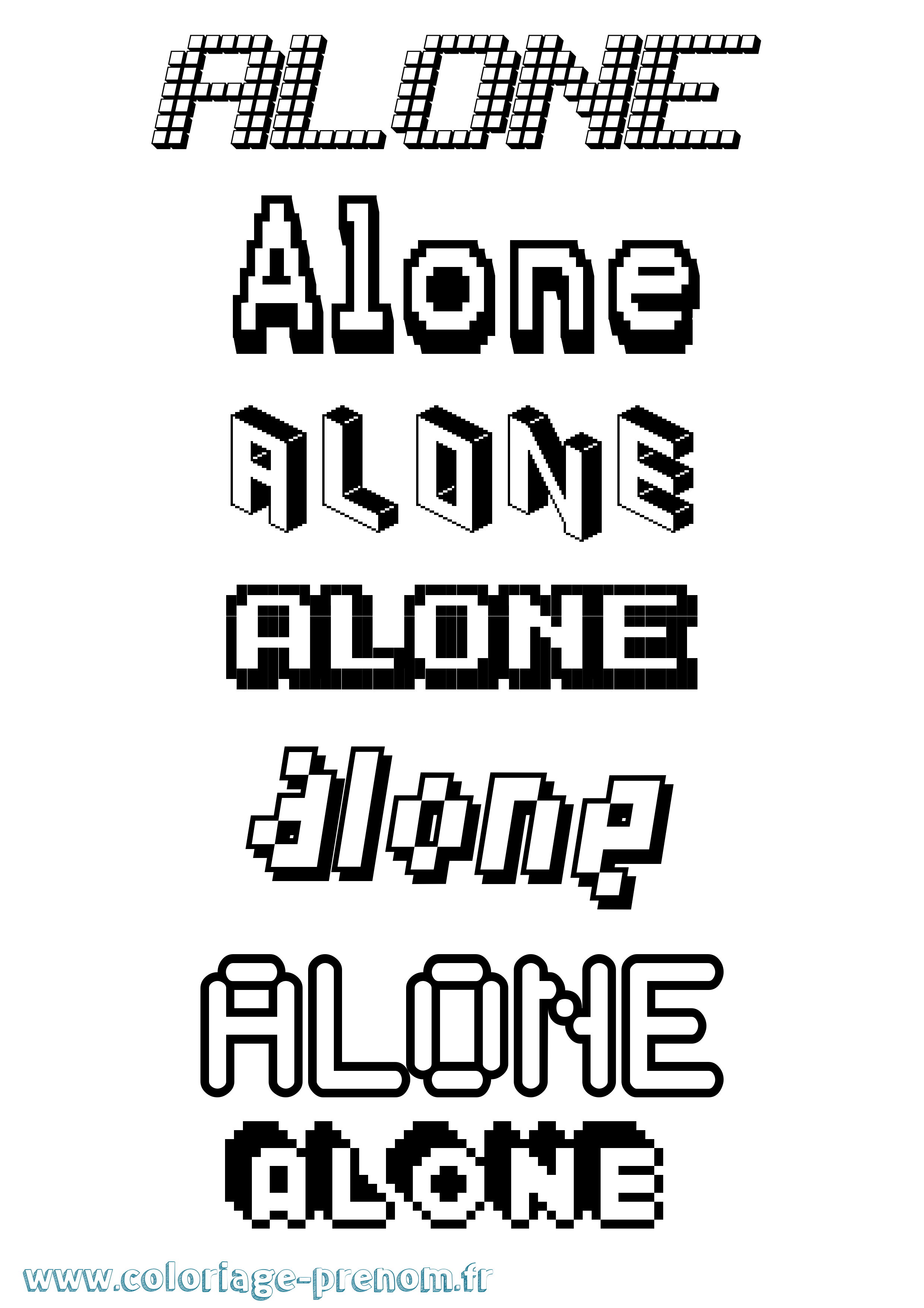 Coloriage Alone Pixel Coloriage prénom Alone Pixel