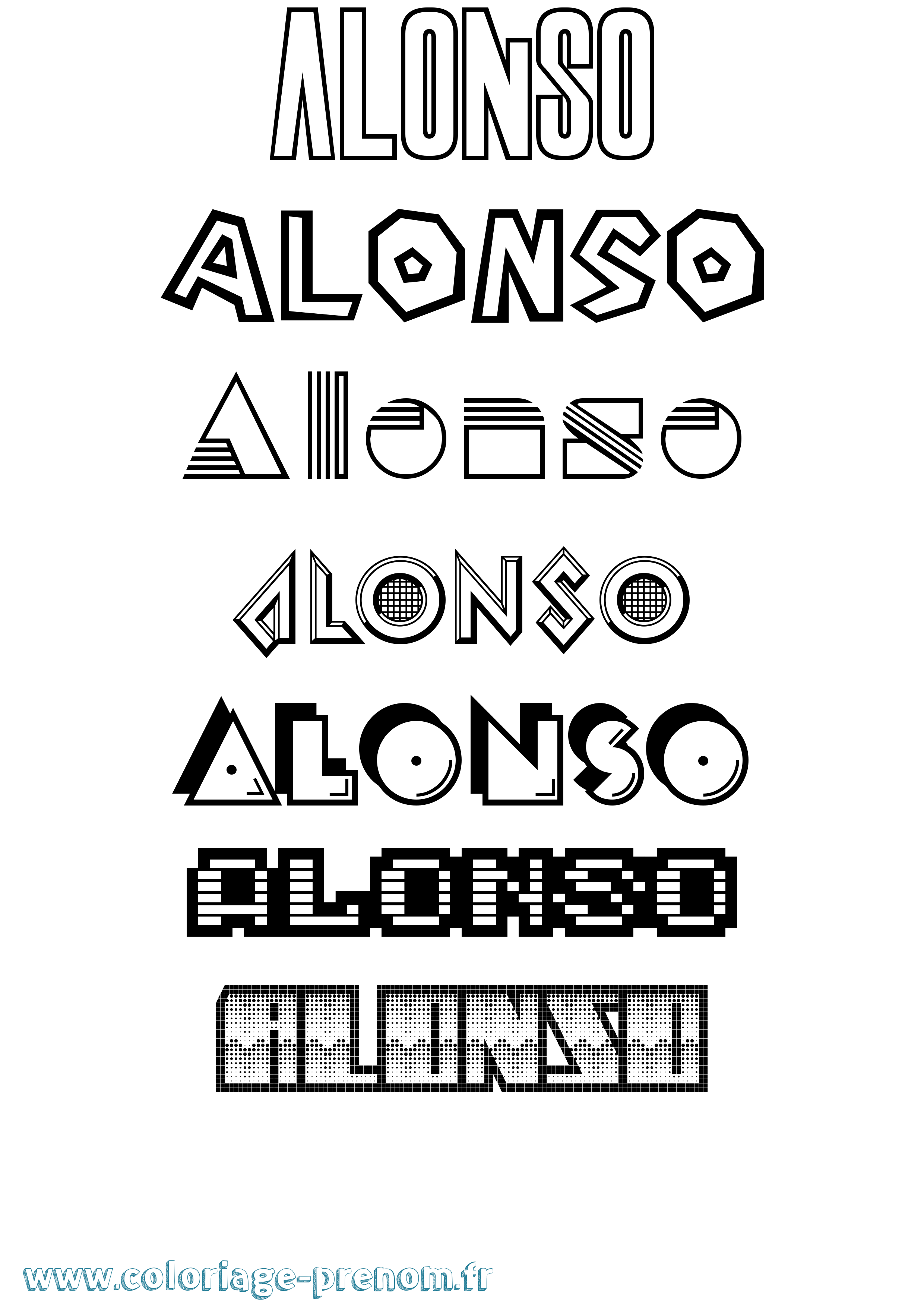 Coloriage prénom Alonso Jeux Vidéos