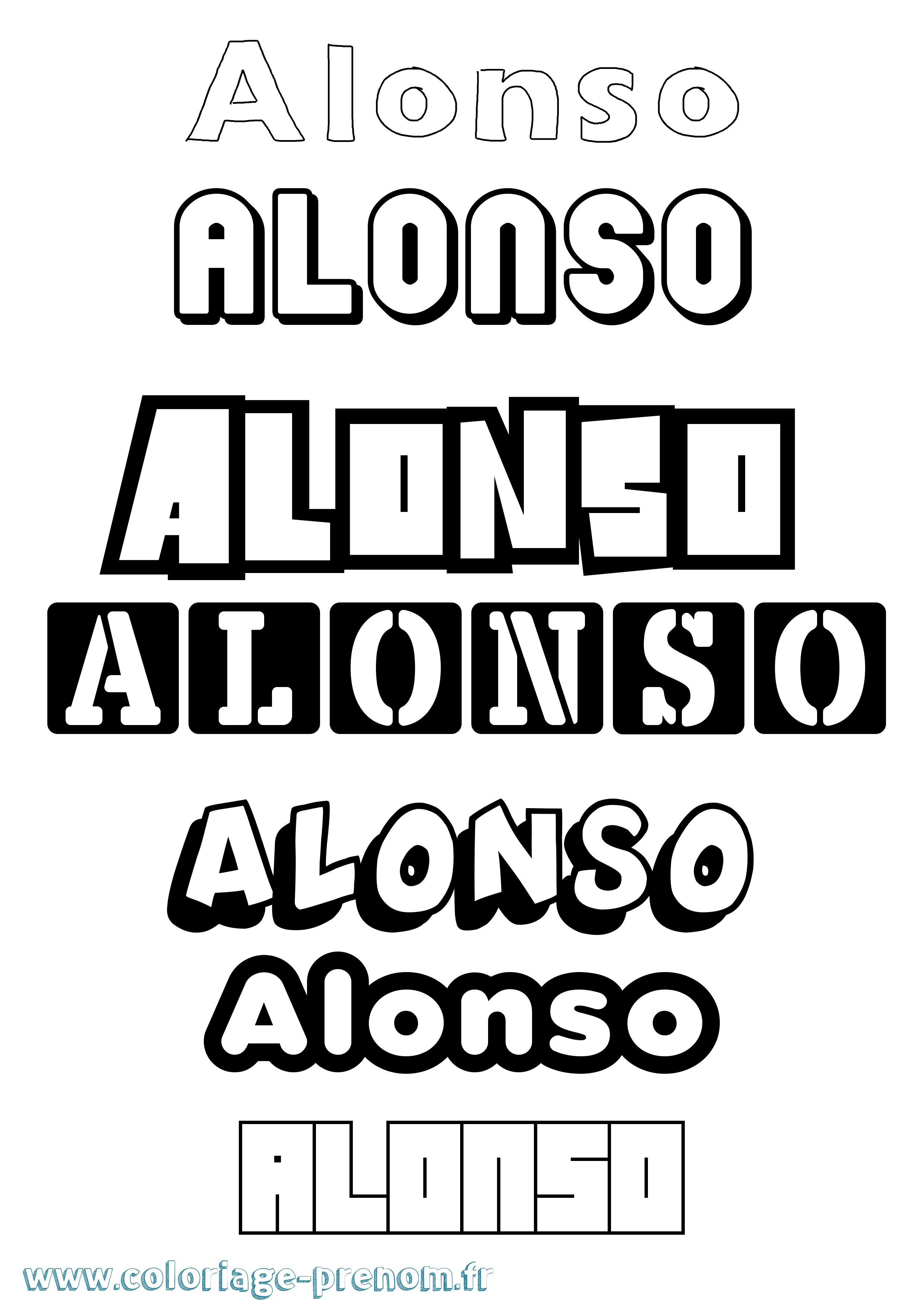 Coloriage prénom Alonso Simple