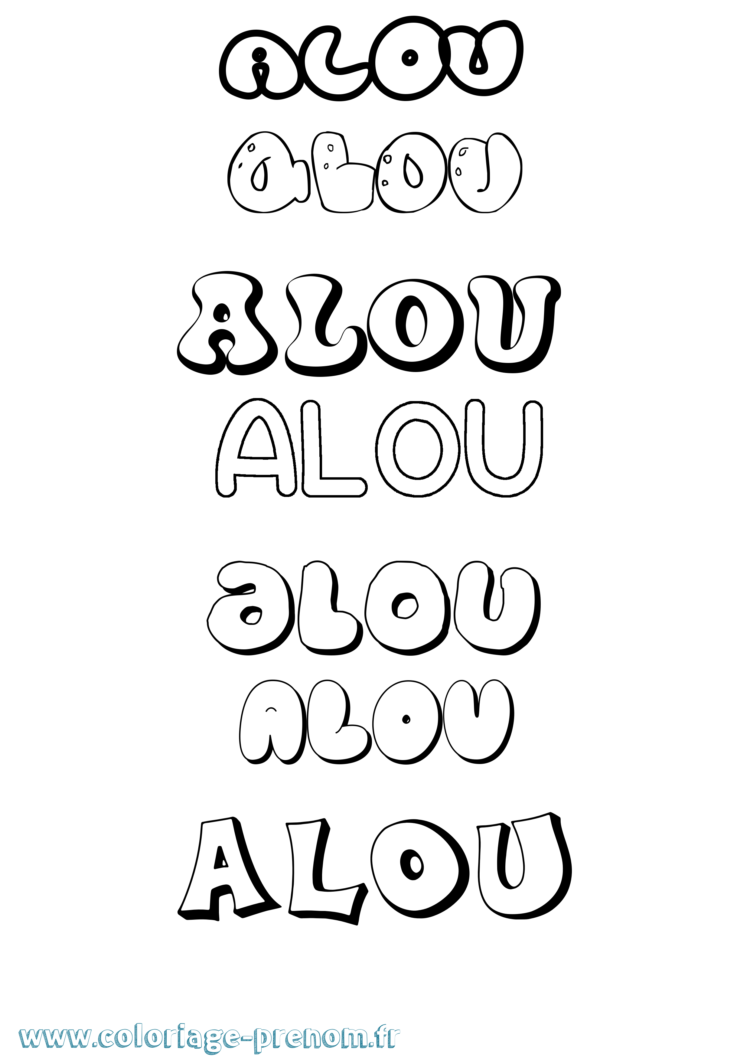Coloriage Alou Bubble Coloriage prénom Alou Bubble