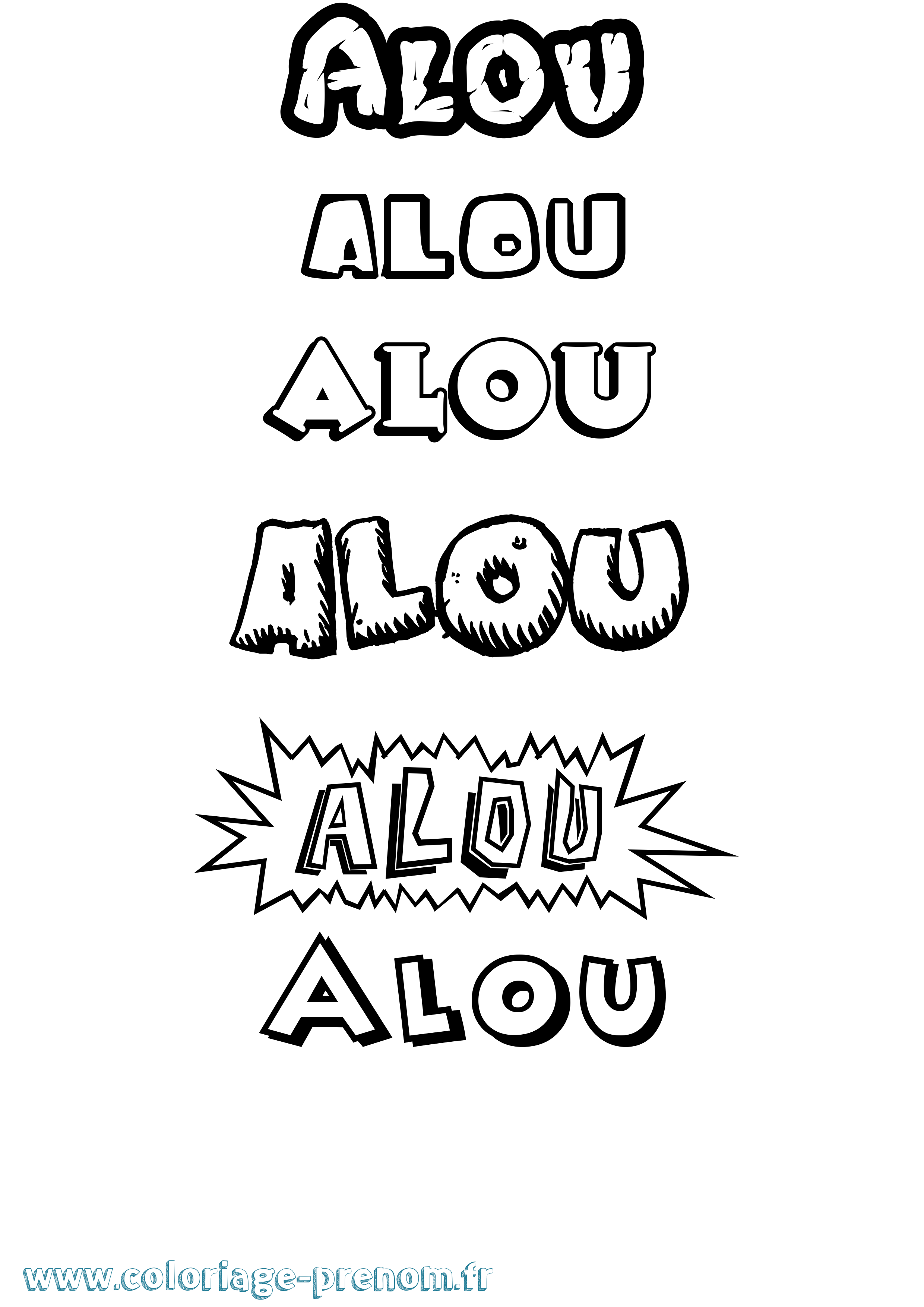 Coloriage prénom Alou Dessin Animé
