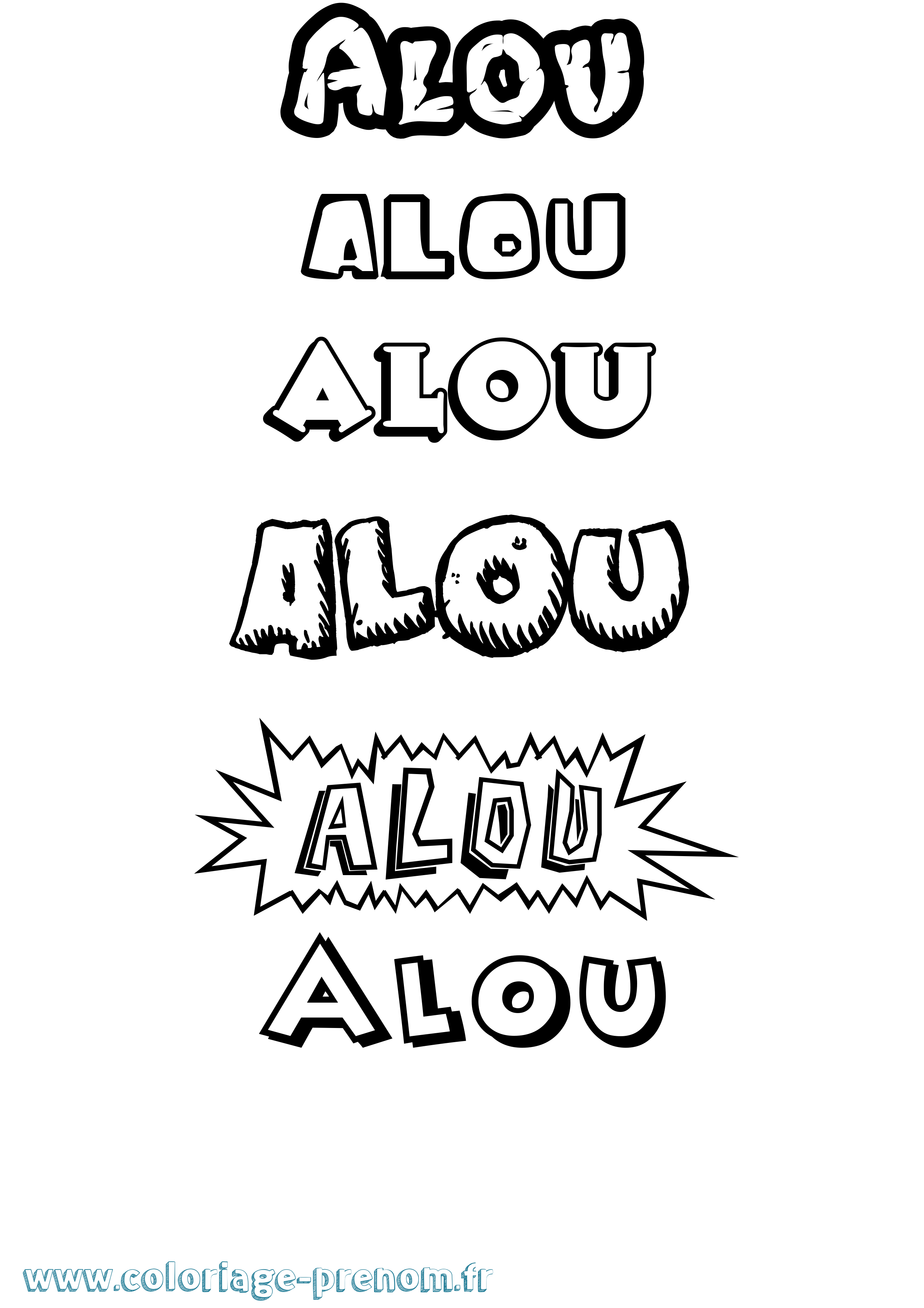 Coloriage Alou Dessin Animé Coloriage prénom Alou Dessin Animé