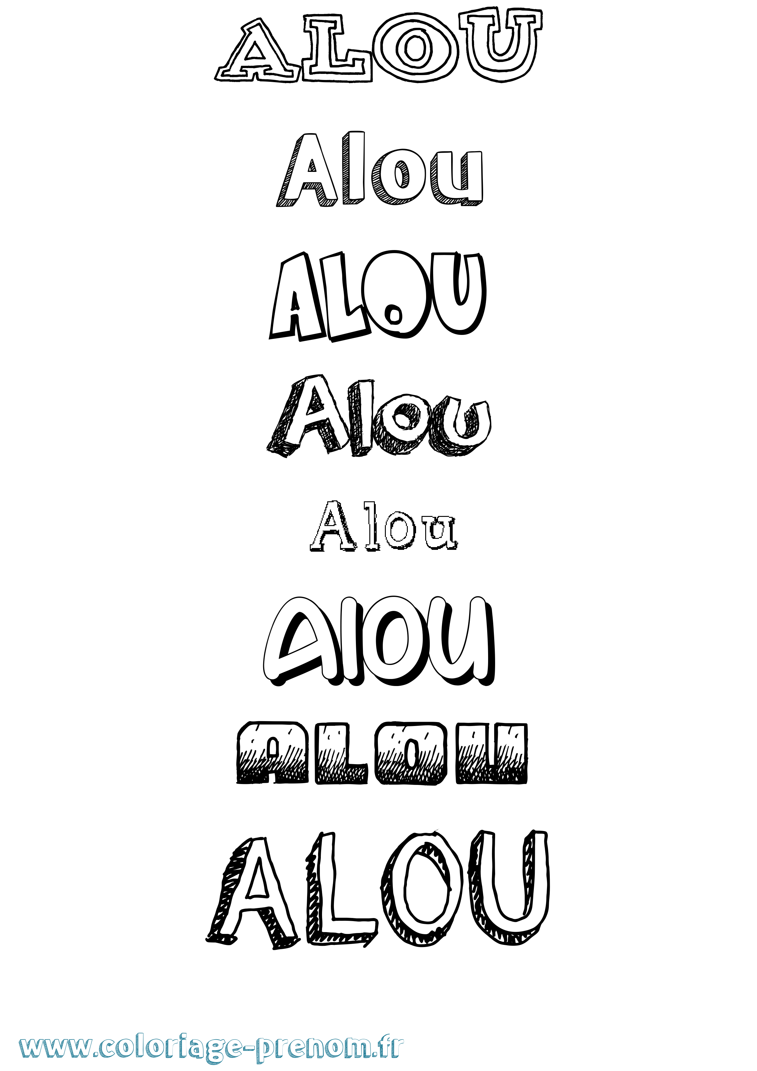 Coloriage Alou Dessiné Coloriage prénom Alou Dessiné