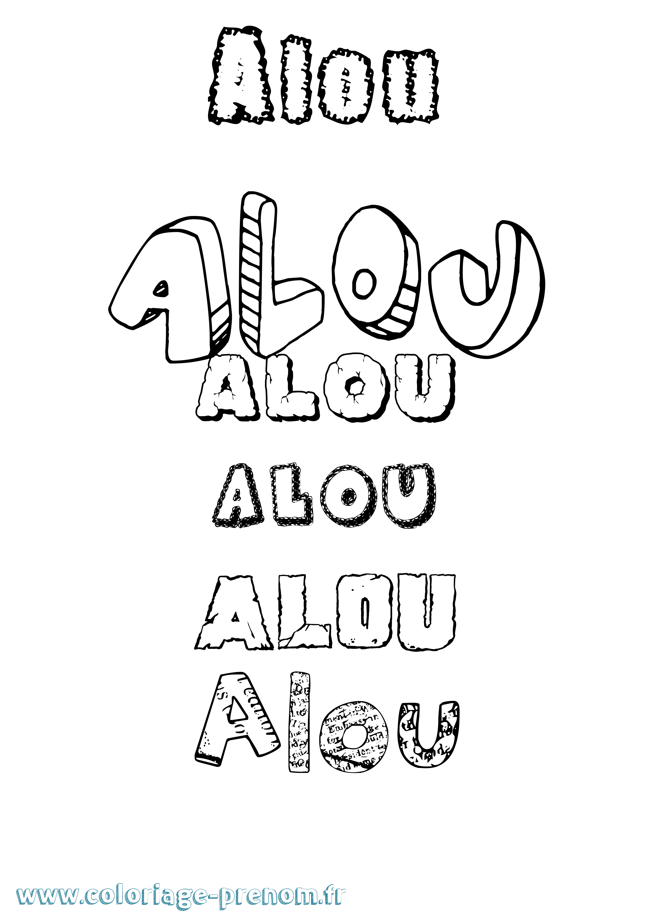 Coloriage Alou Destructuré Coloriage prénom Alou Destructuré