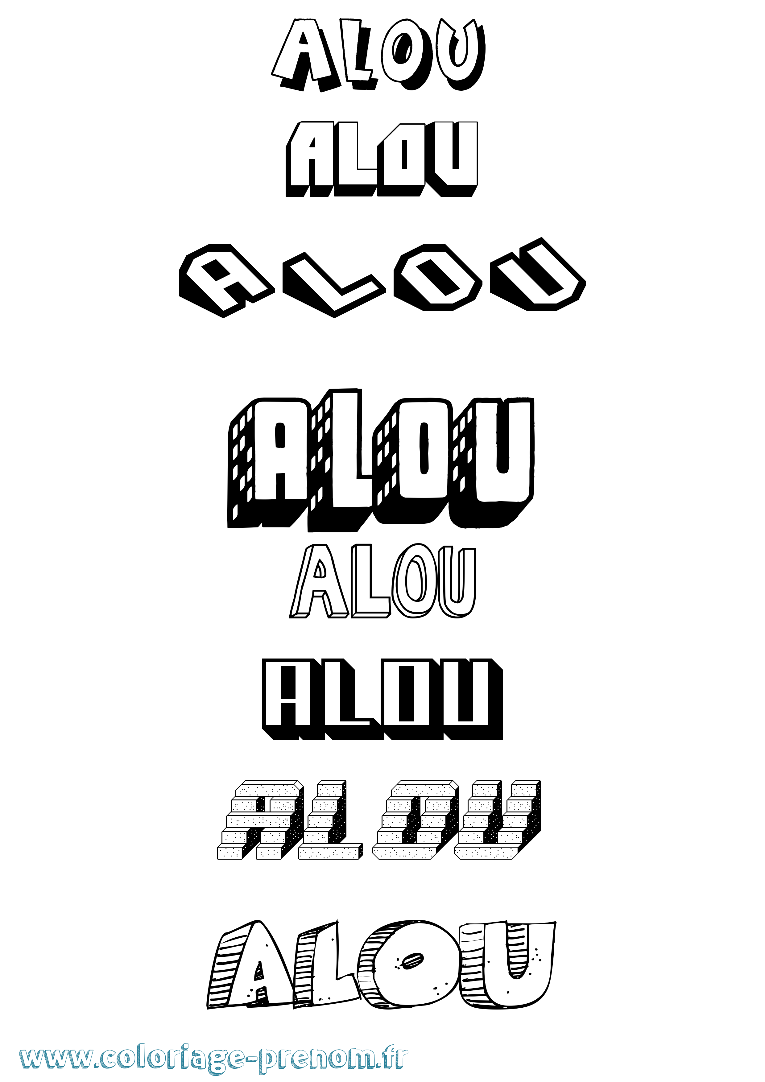 Coloriage Alou Effet 3D Coloriage prénom Alou Effet 3D