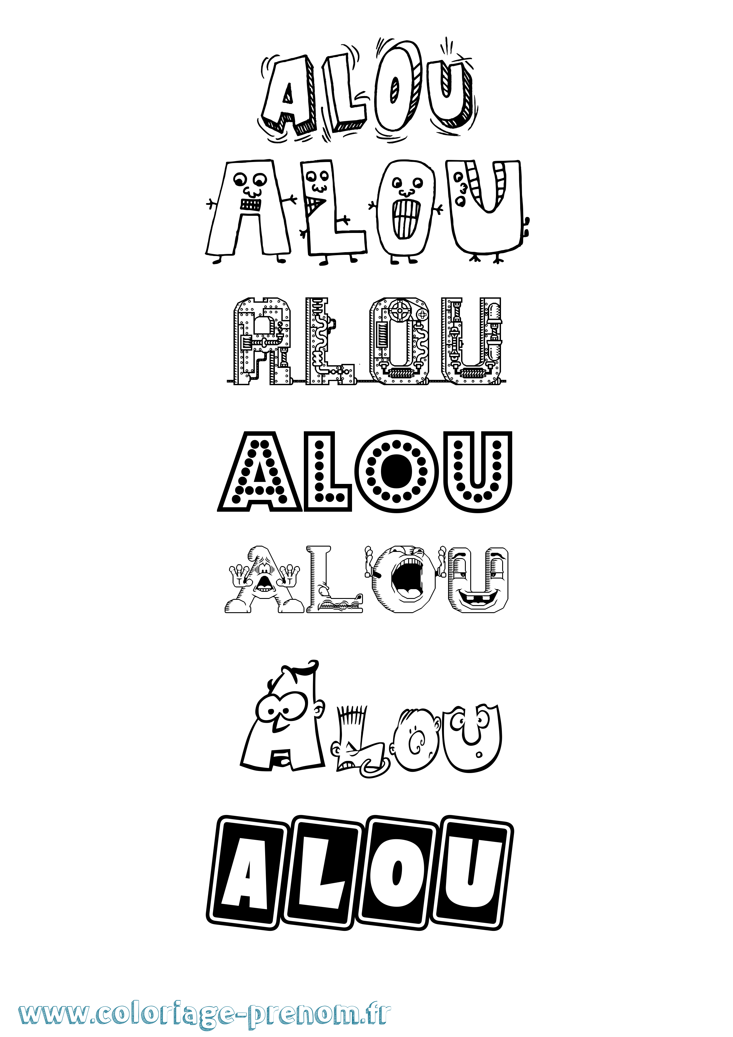 Coloriage Alou Fun Coloriage prénom Alou Fun