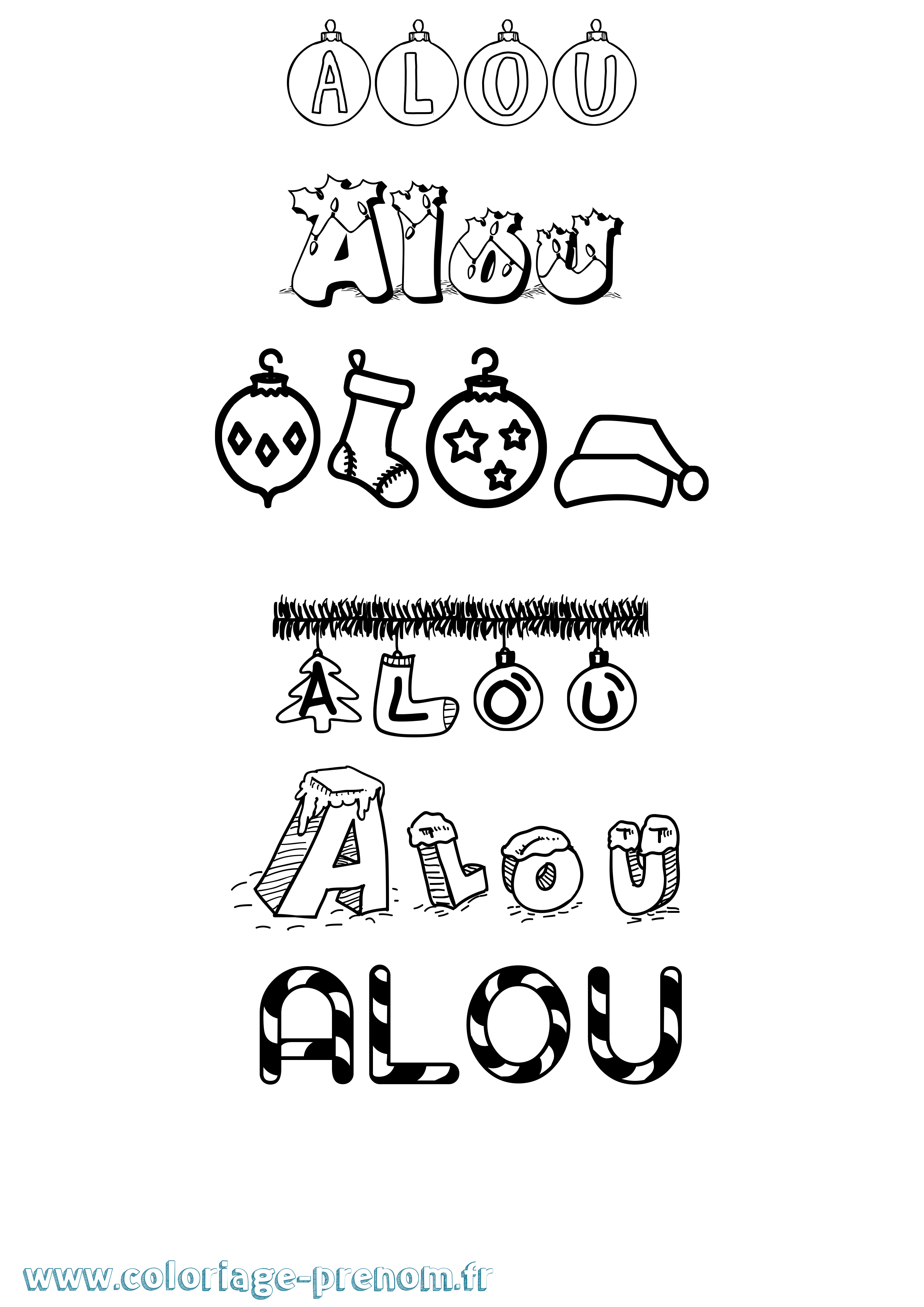 Coloriage Alou Noël Coloriage prénom Alou Noël