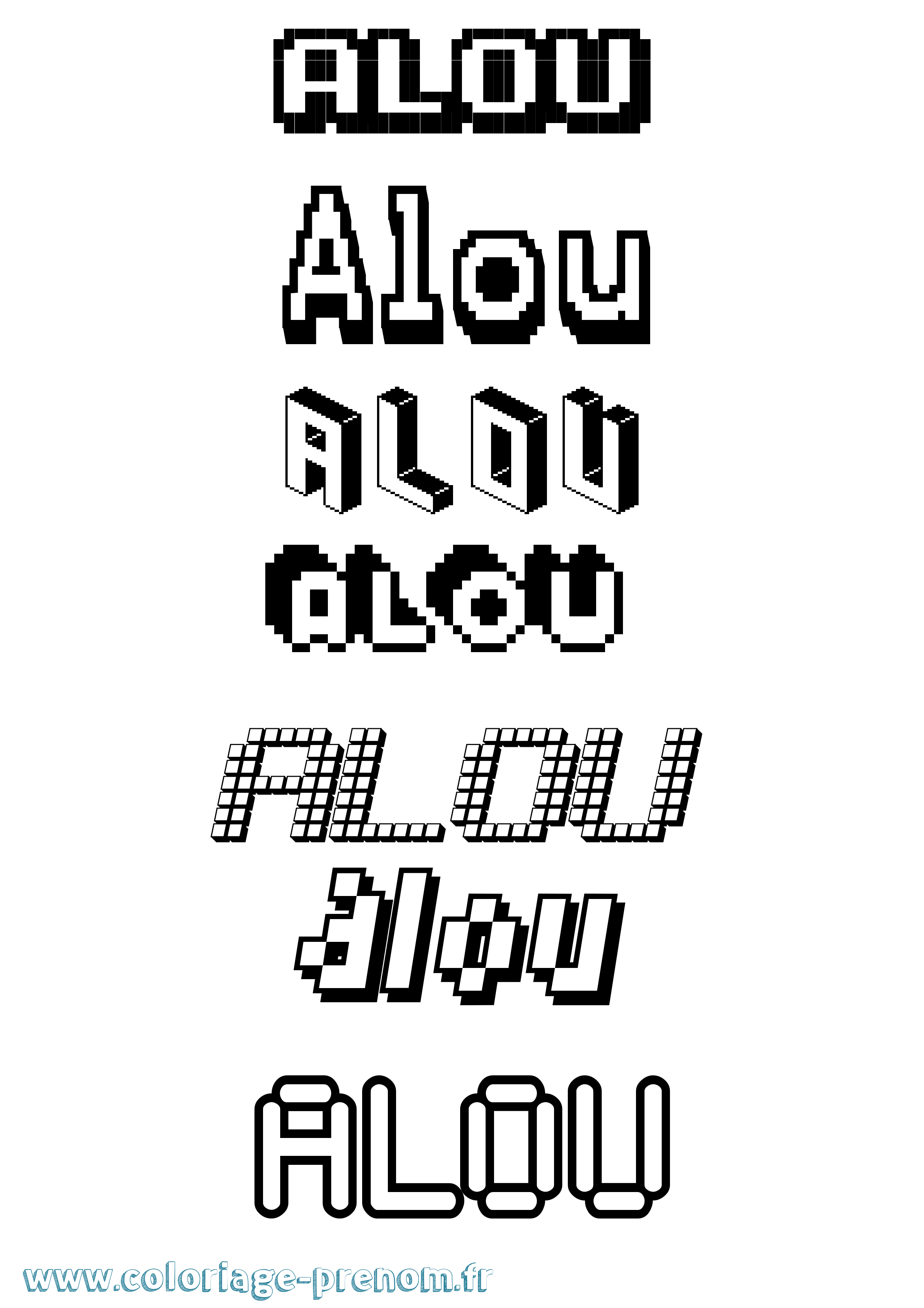 Coloriage prénom Alou Pixel