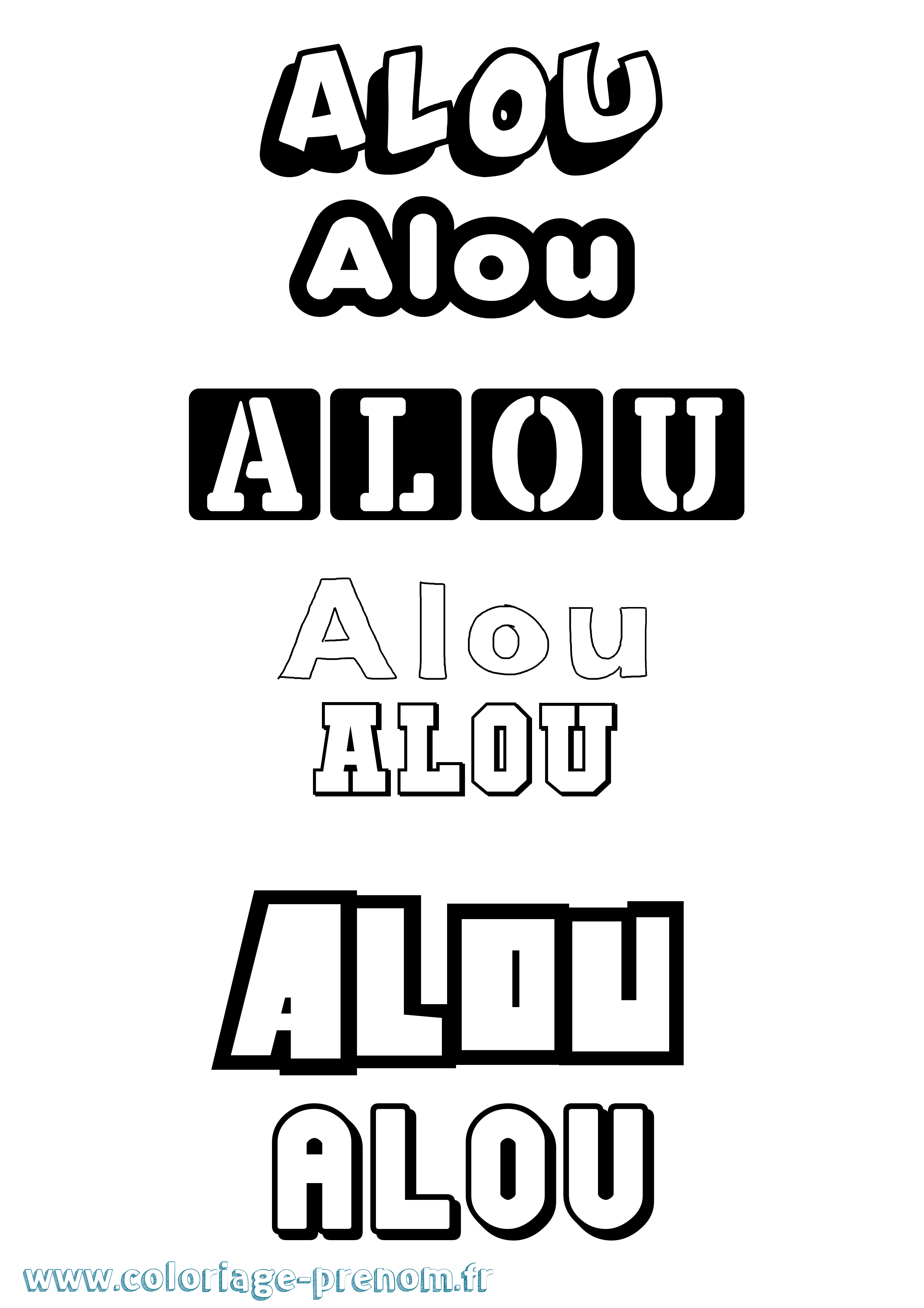 Coloriage prénom Alou Simple