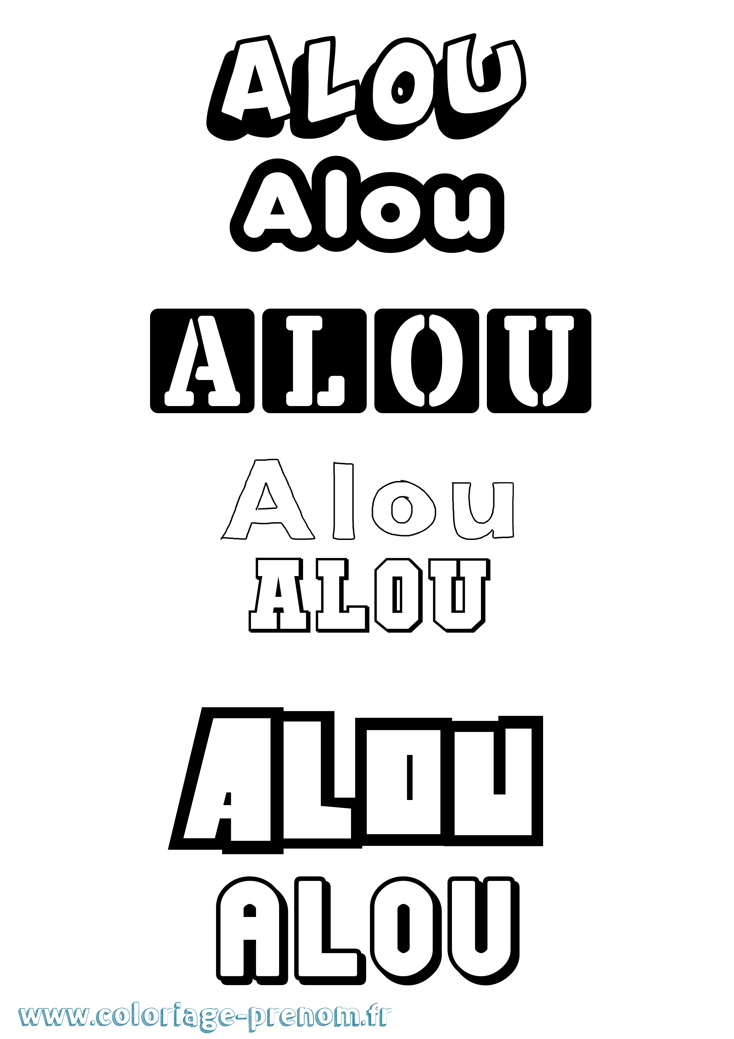 Coloriage Alou Simple Coloriage prénom Alou Simple