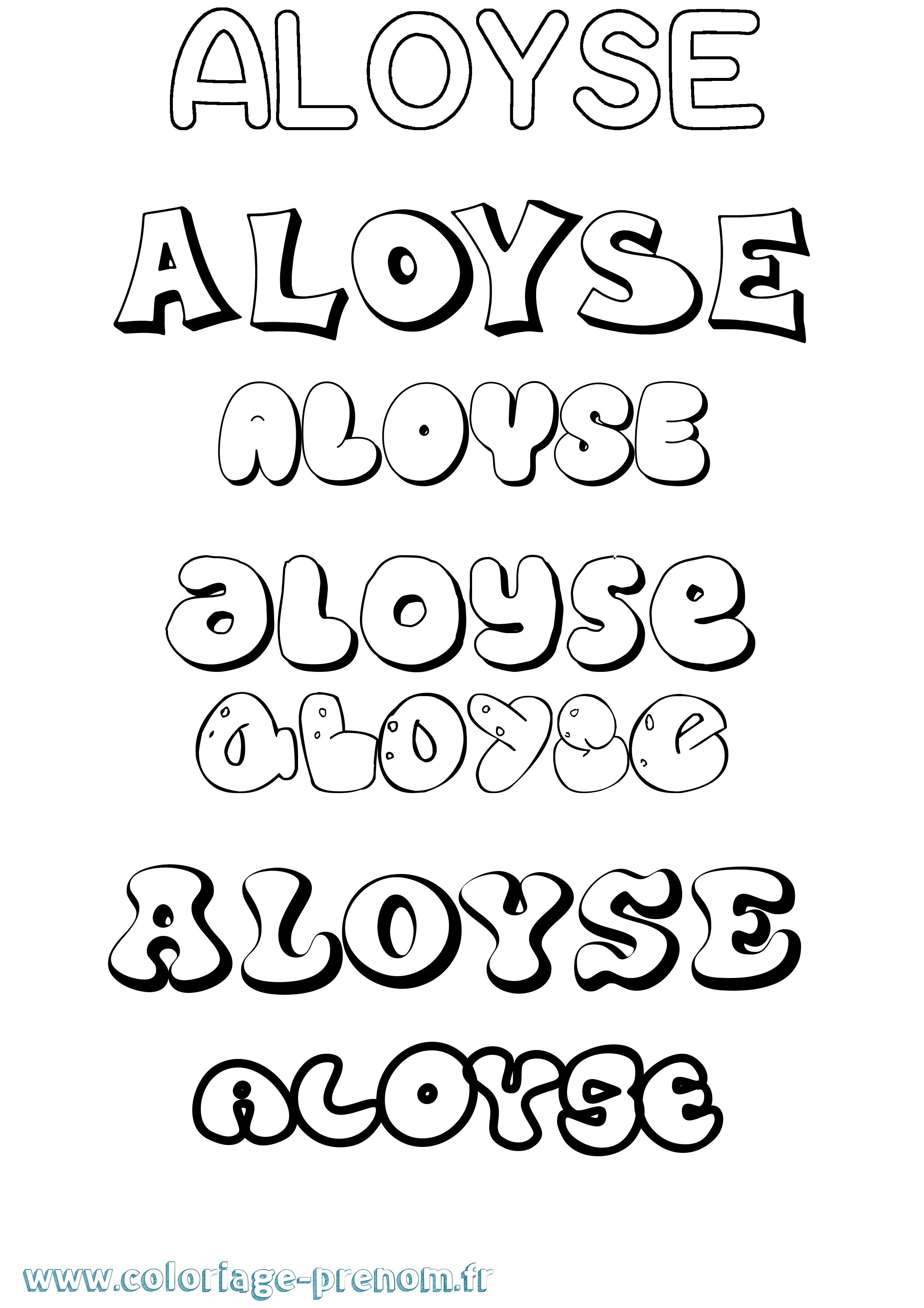 Coloriage prénom Aloyse Bubble