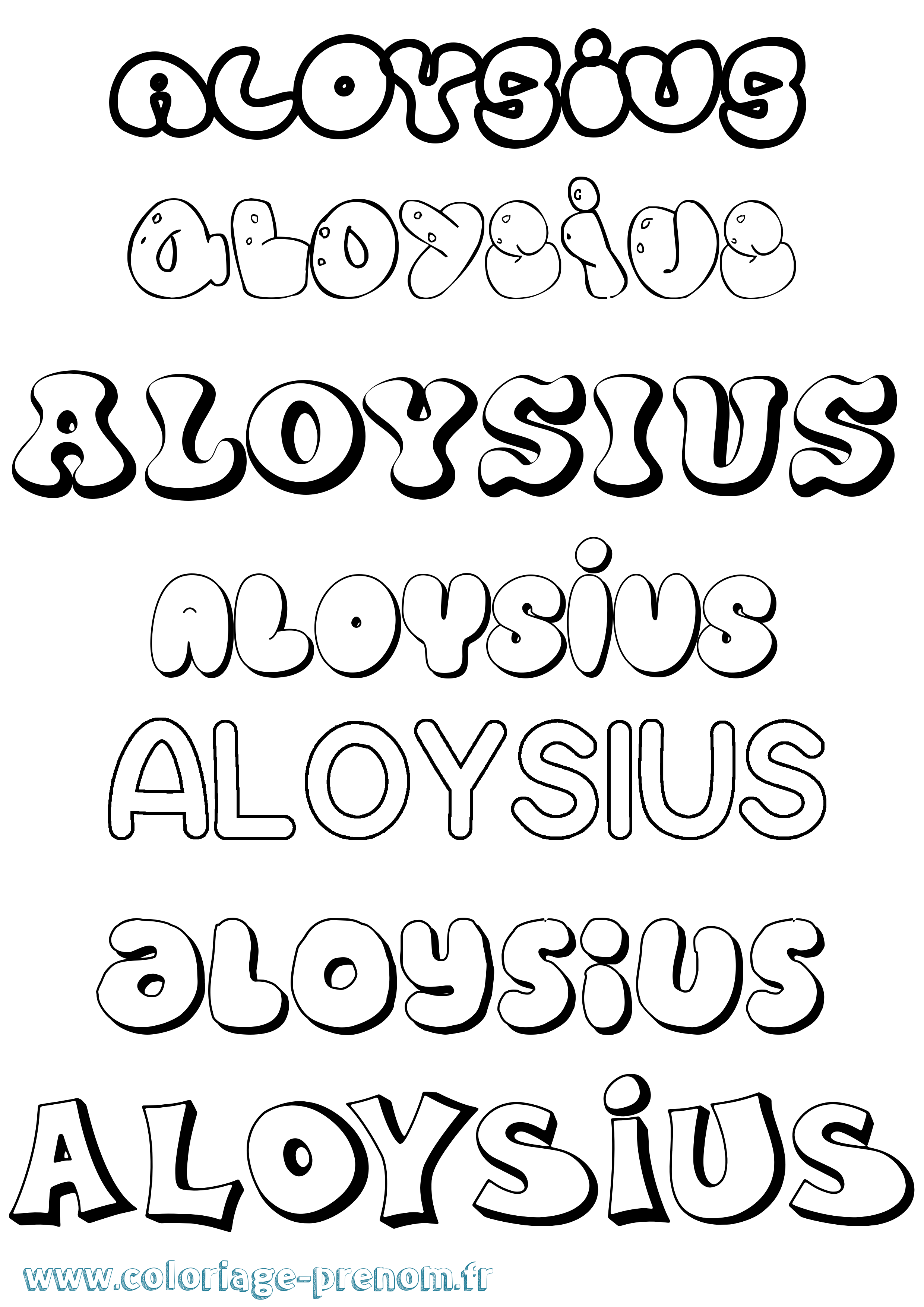 Coloriage prénom Aloysius Bubble