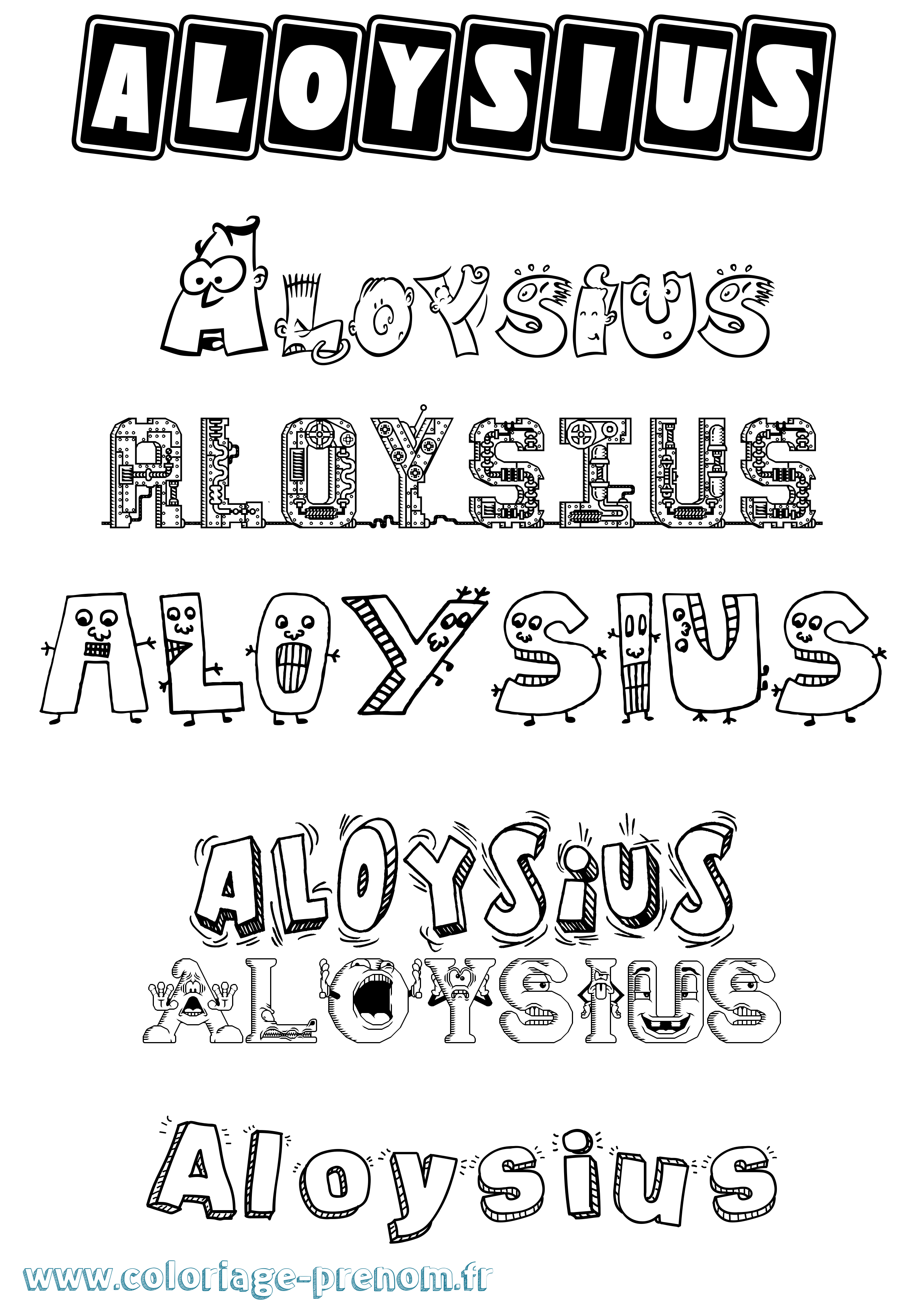 Coloriage prénom Aloysius Fun