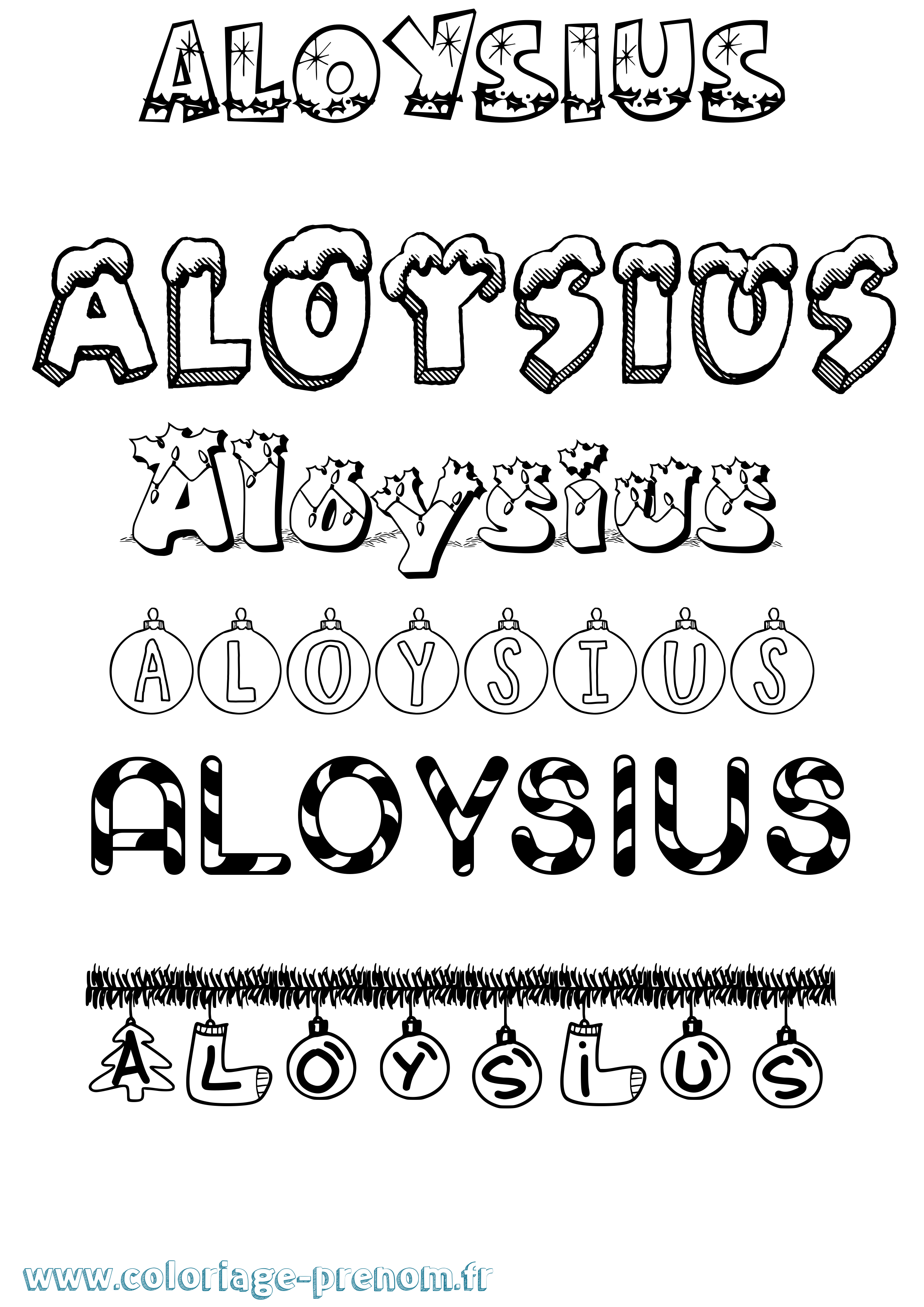 Coloriage prénom Aloysius Noël