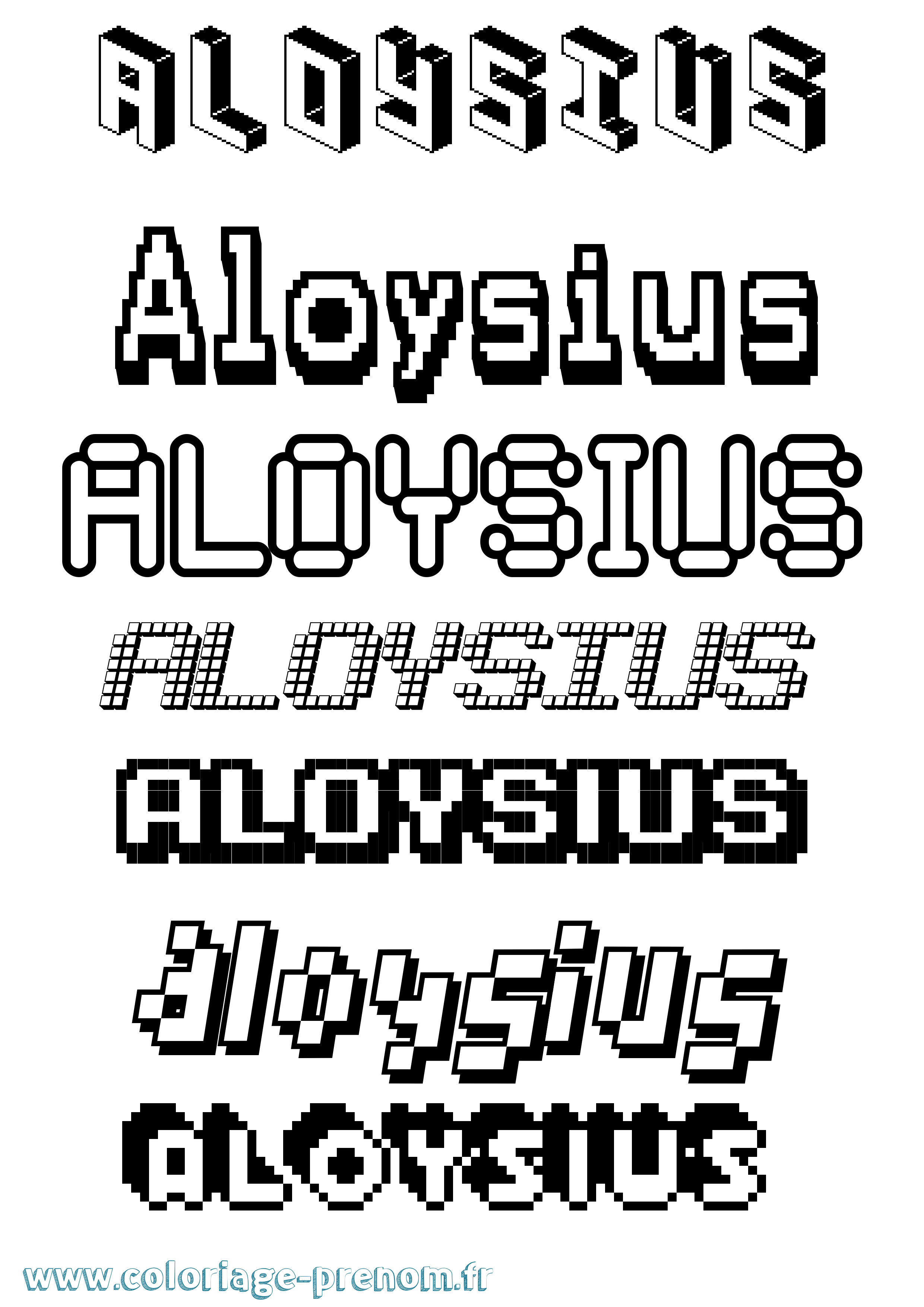 Coloriage prénom Aloysius Pixel