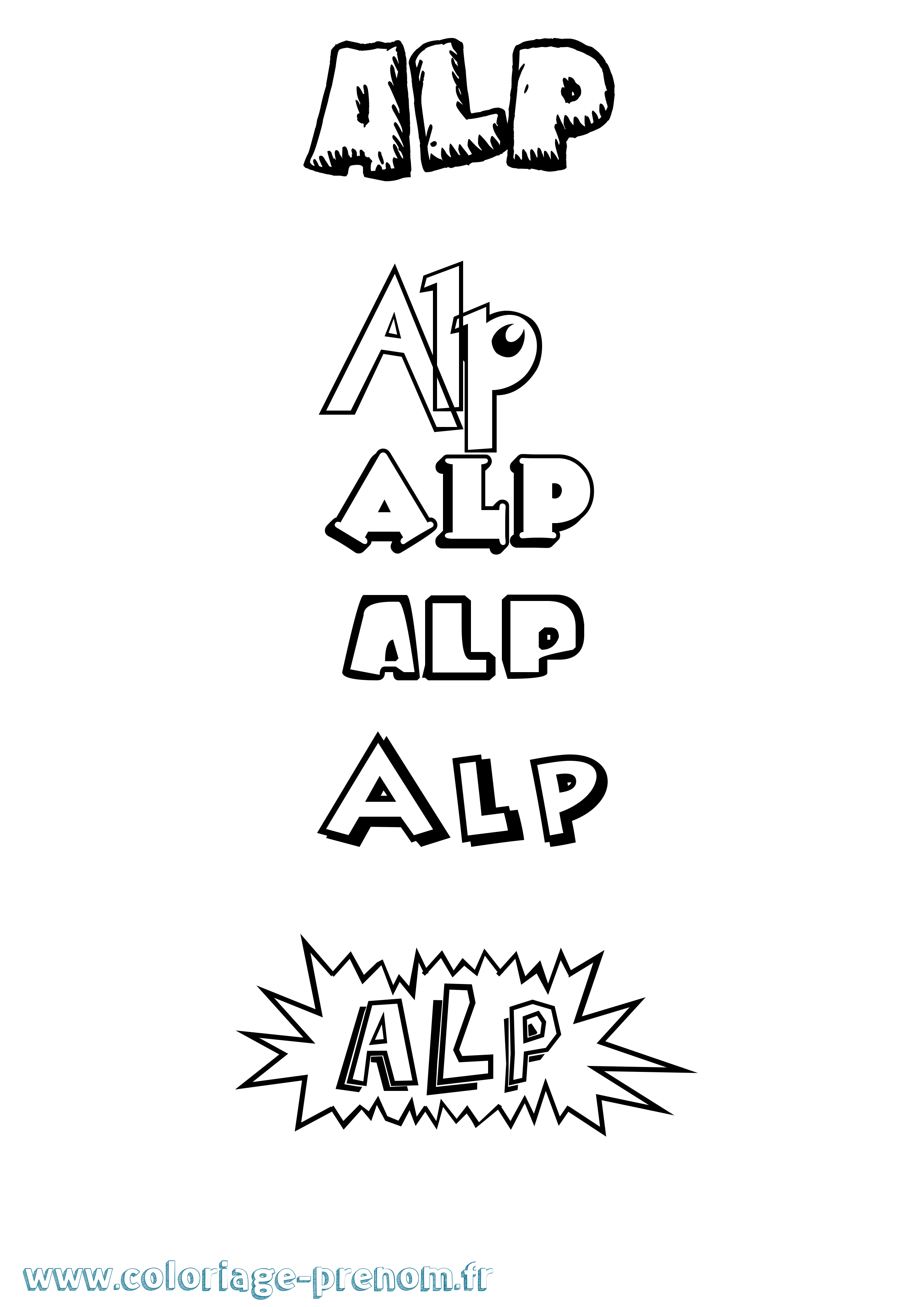 Coloriage prénom Alp Dessin Animé