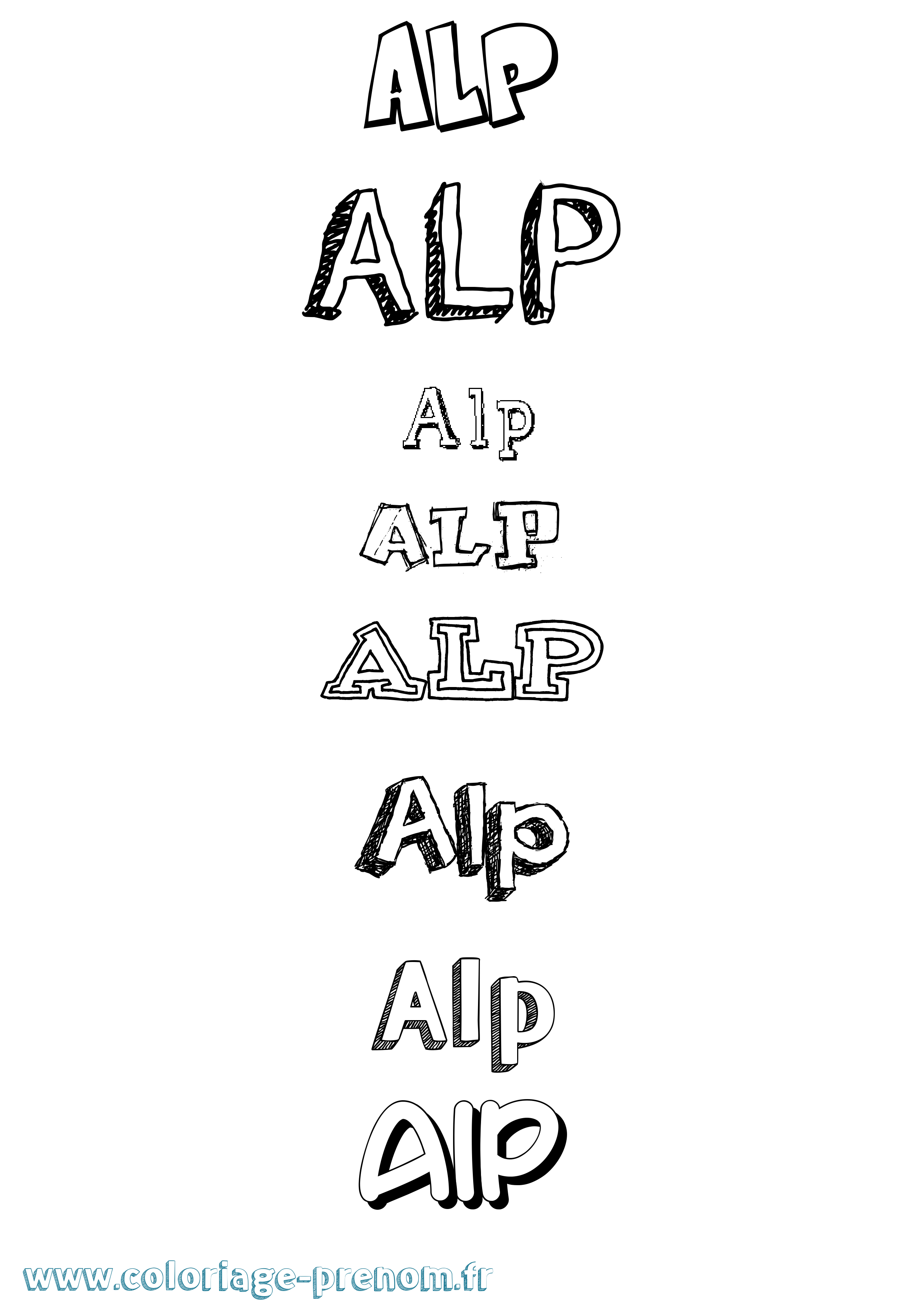 Coloriage prénom Alp Dessiné