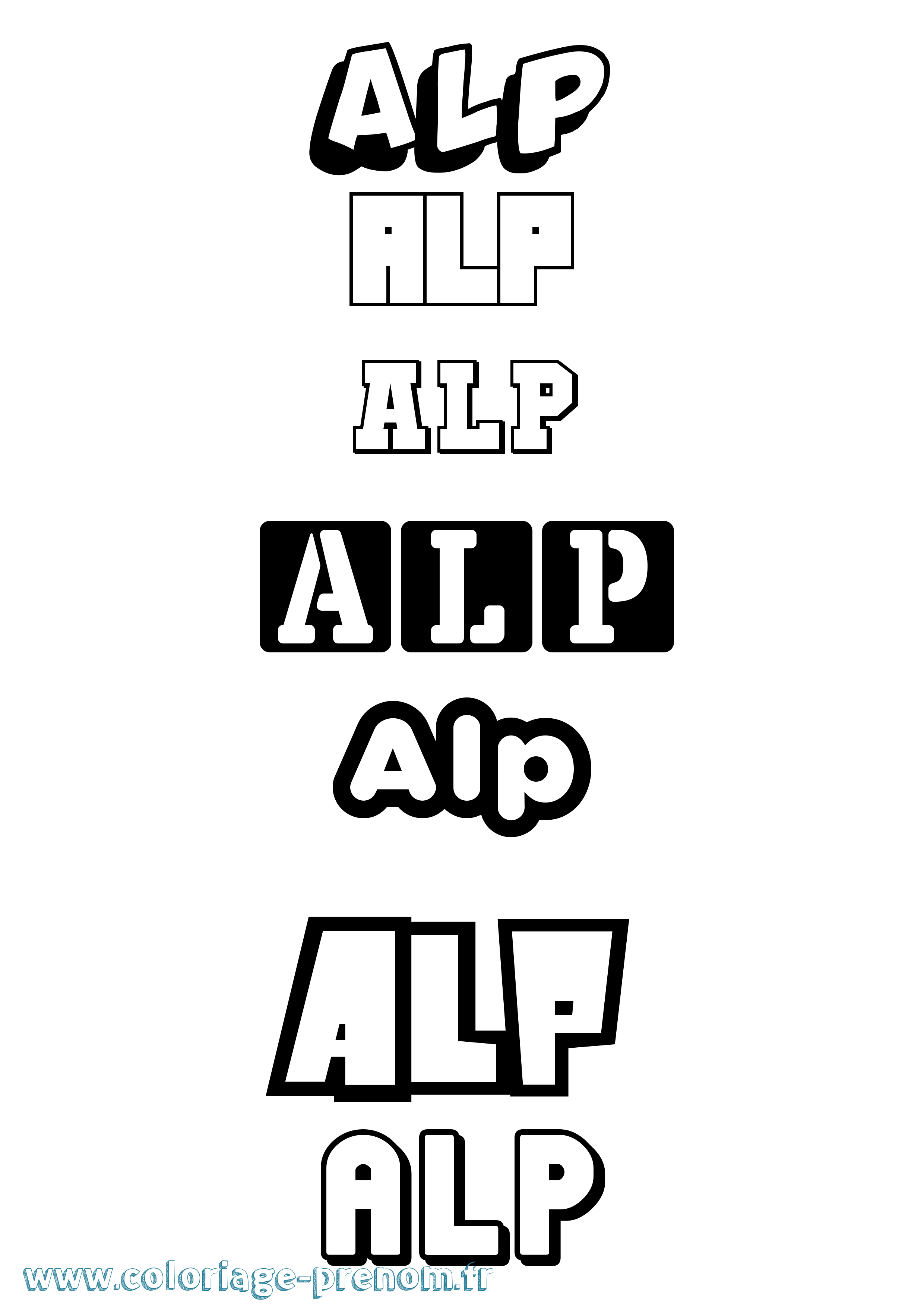 Coloriage prénom Alp Simple