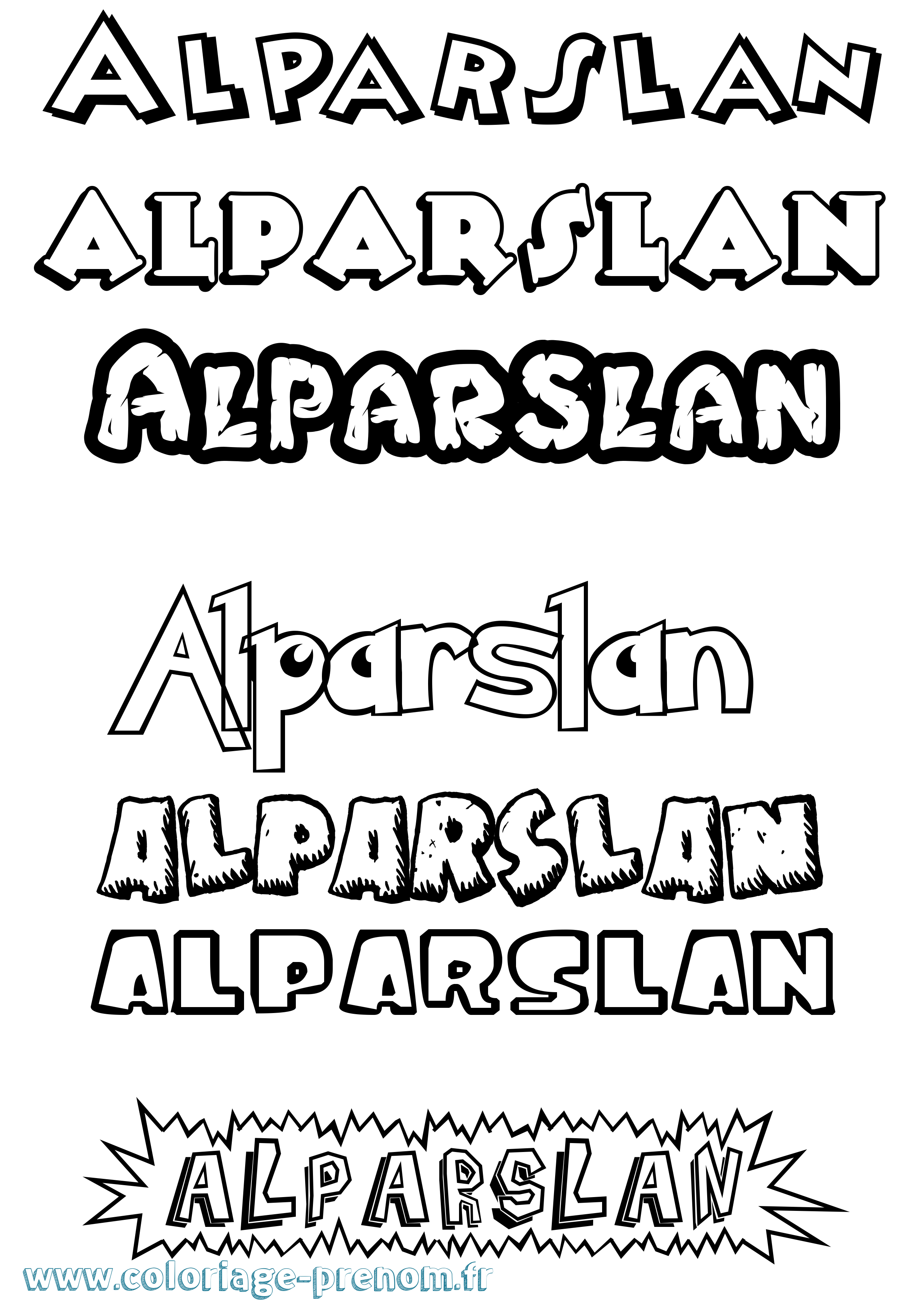 Coloriage prénom Alparslan Dessin Animé