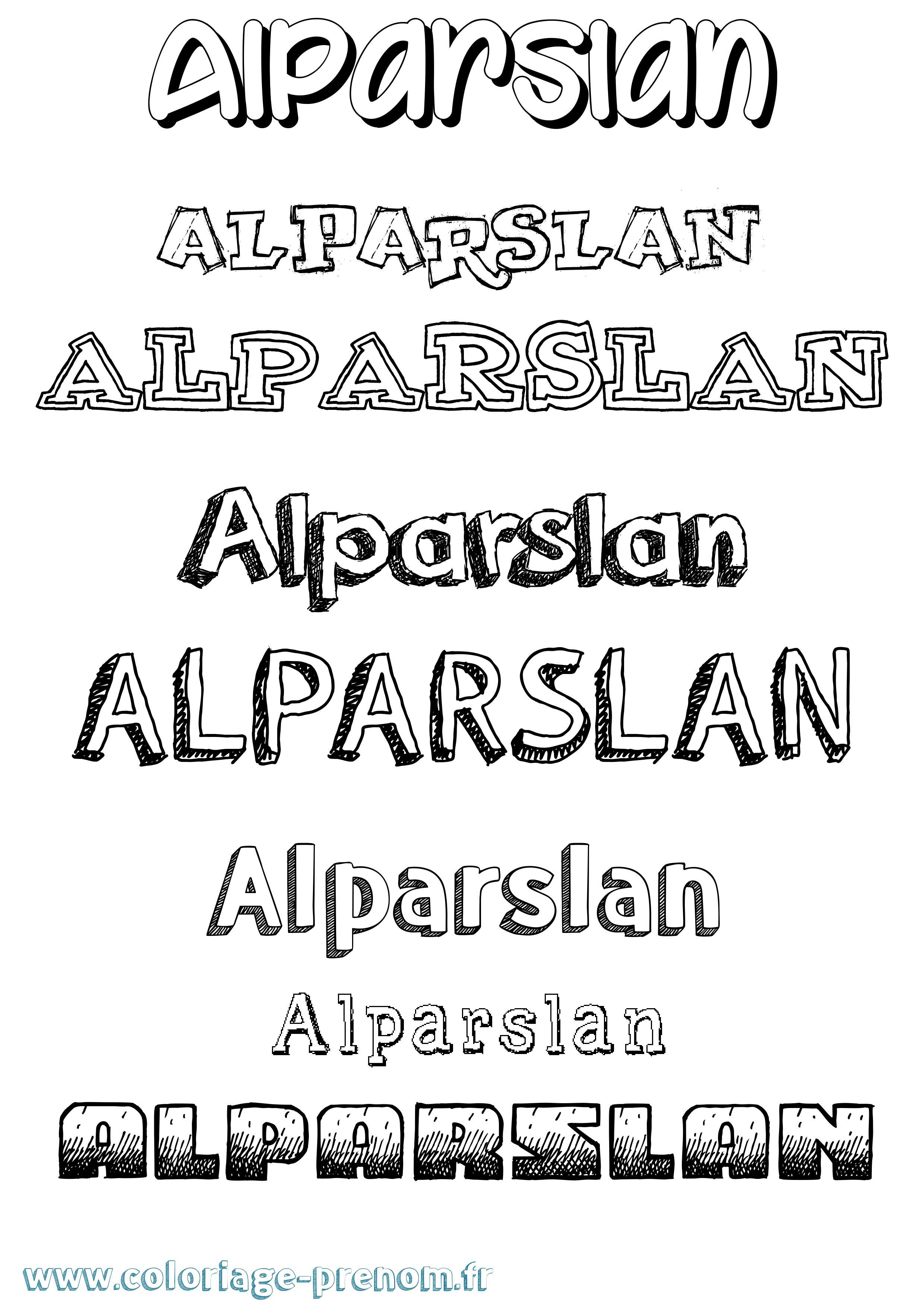 Coloriage prénom Alparslan Dessiné
