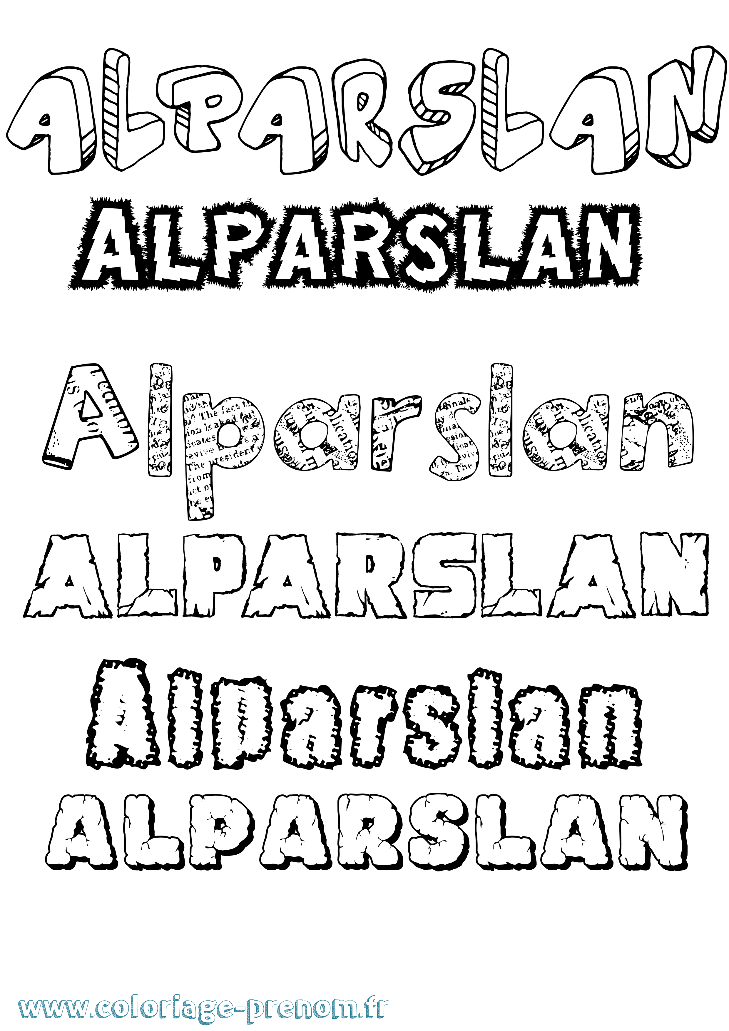 Coloriage prénom Alparslan Destructuré