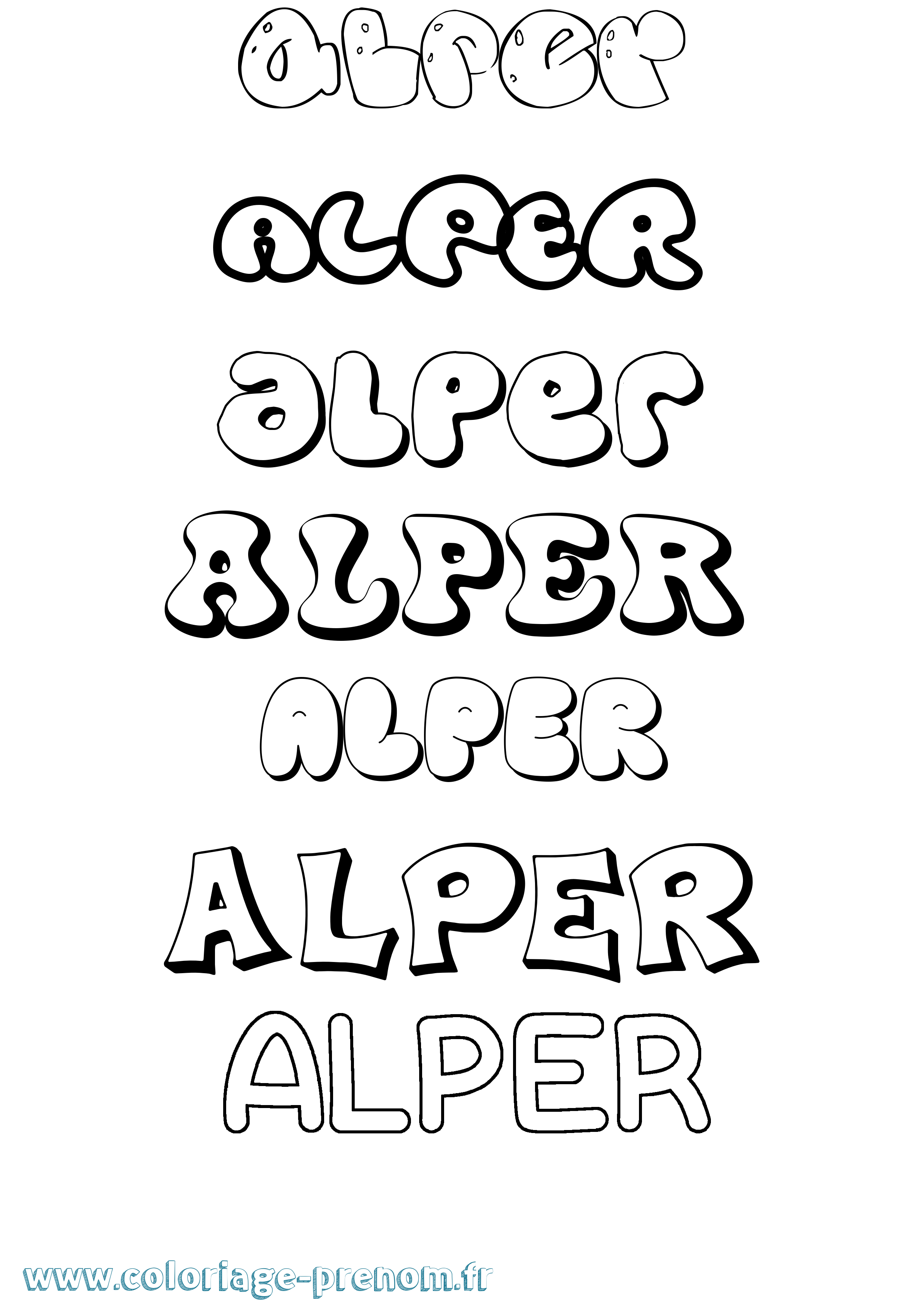 Coloriage prénom Alper Bubble