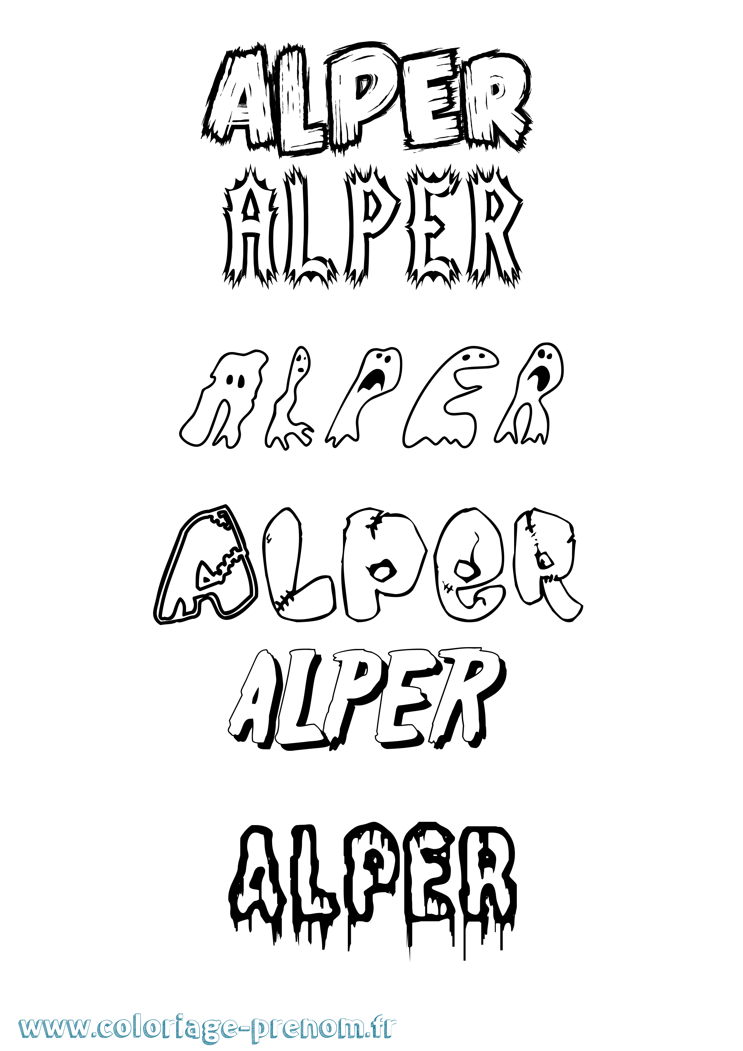 Coloriage prénom Alper Frisson