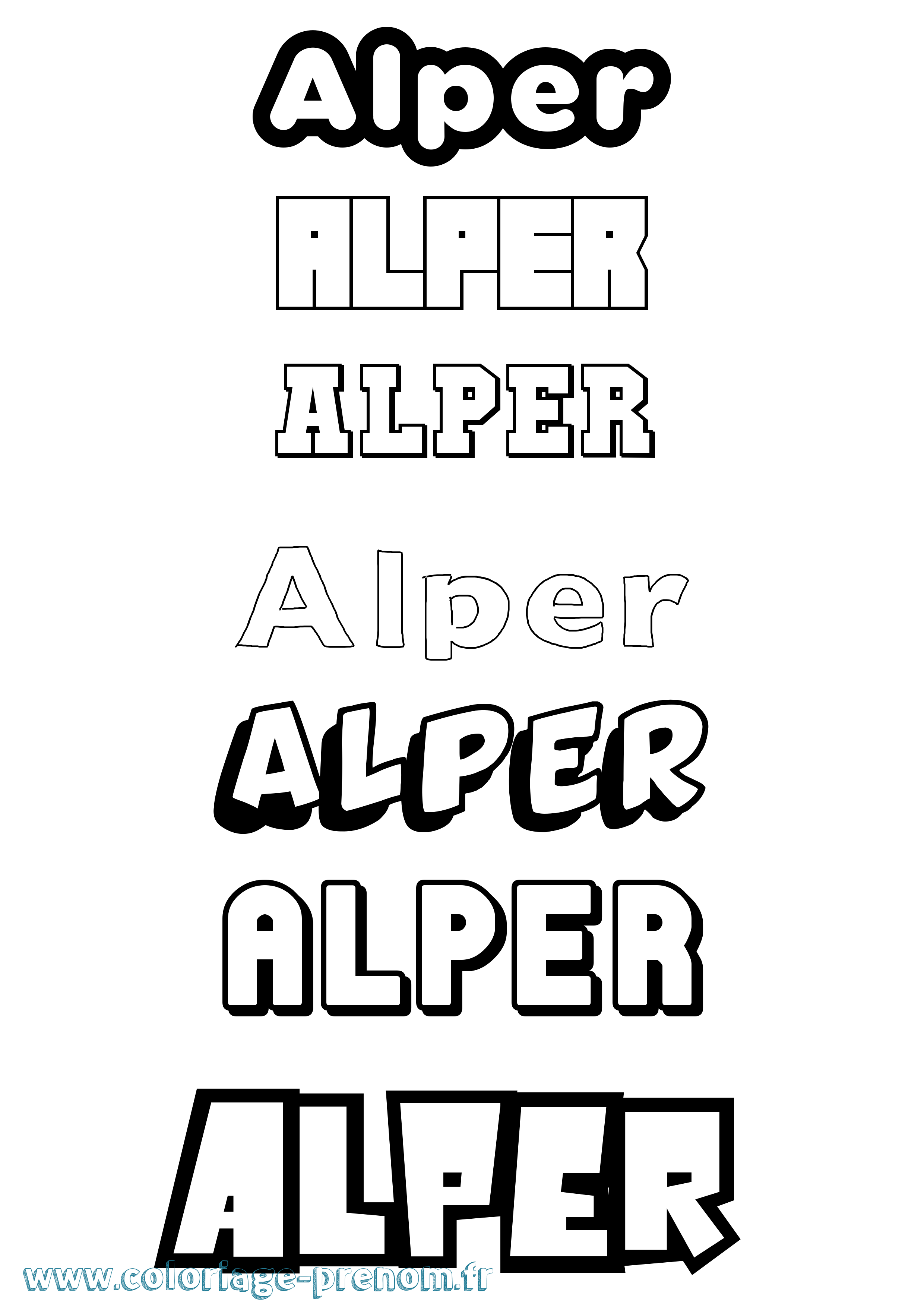 Coloriage prénom Alper Simple