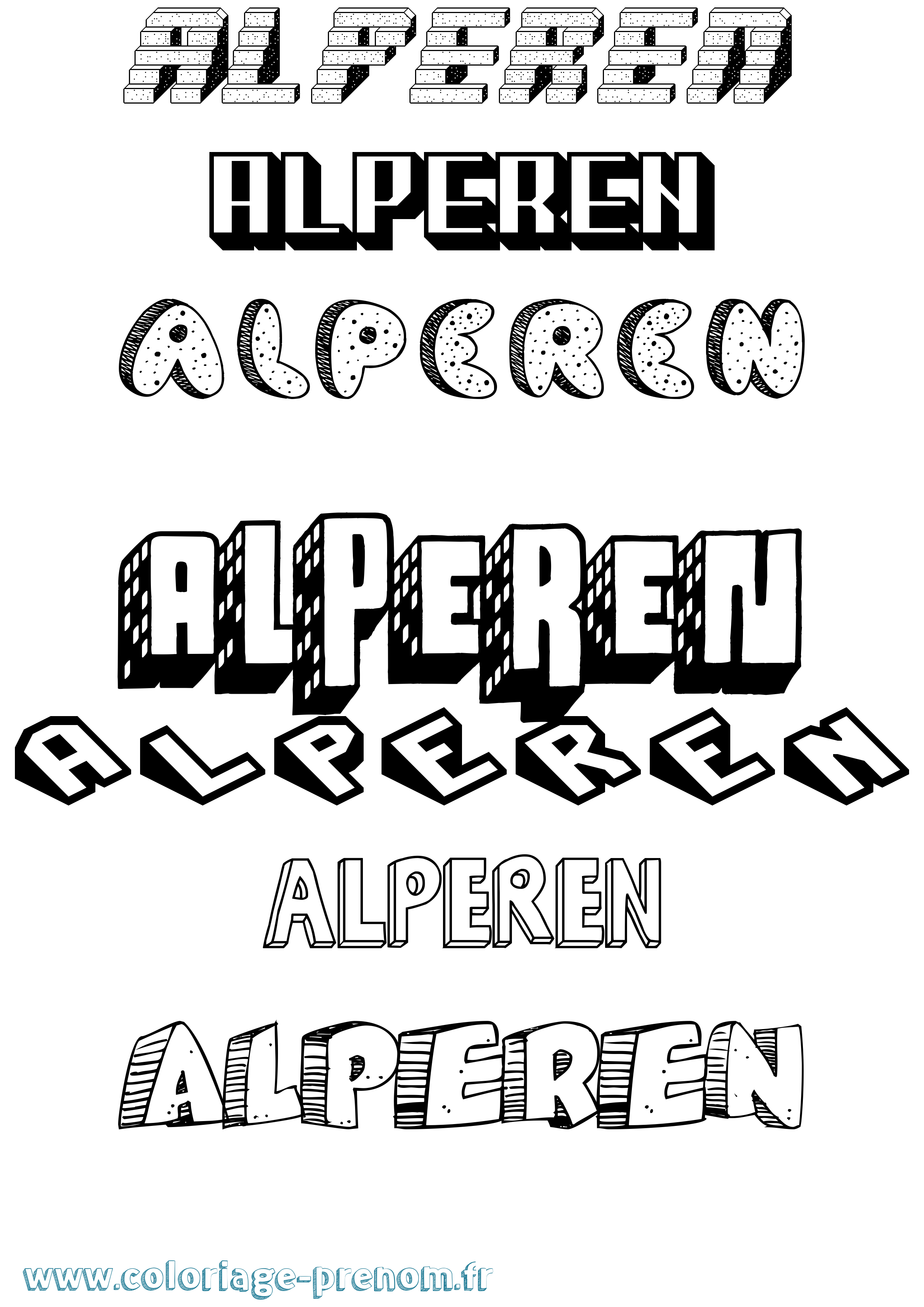 Coloriage prénom Alperen Effet 3D