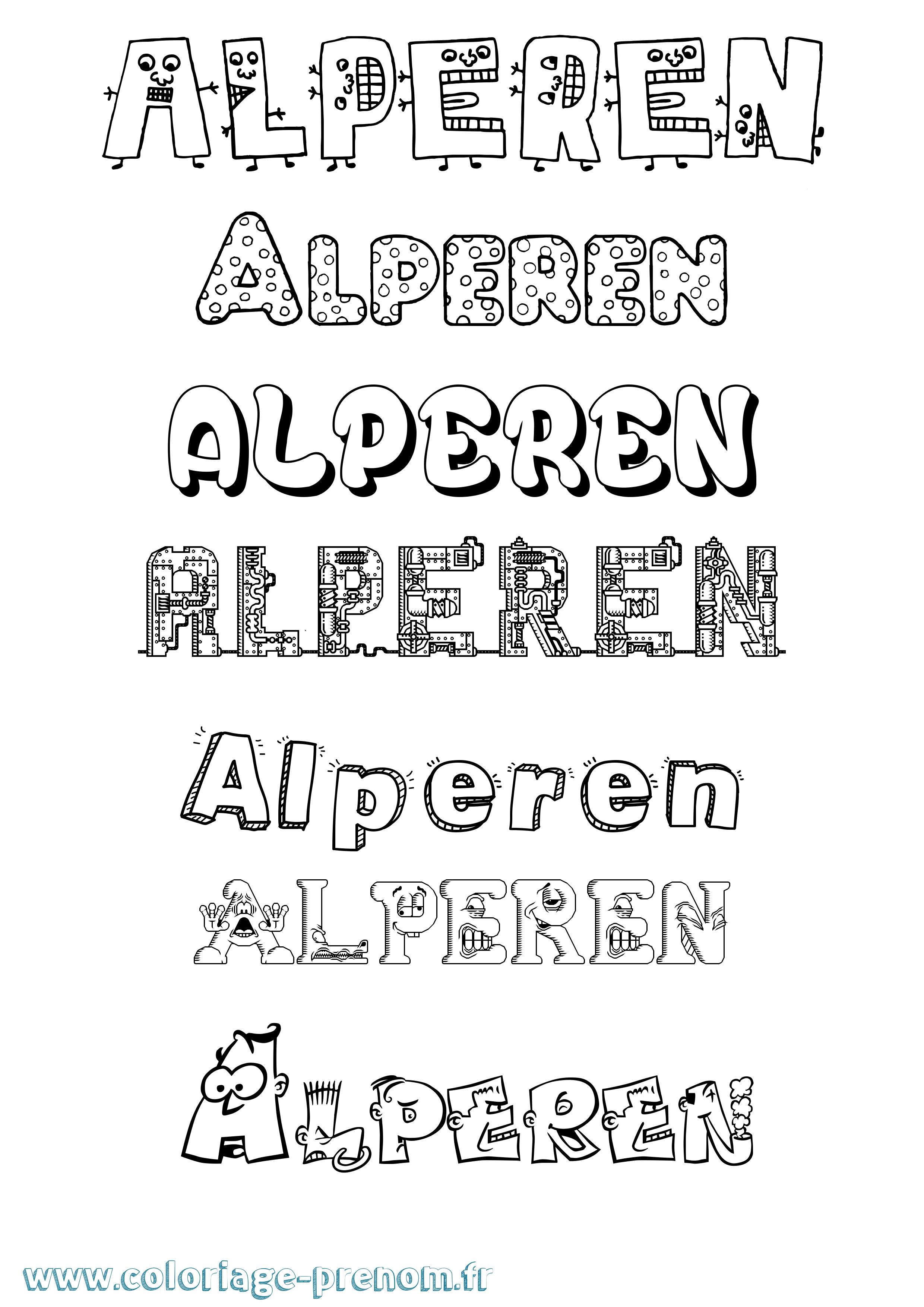 Coloriage prénom Alperen Fun