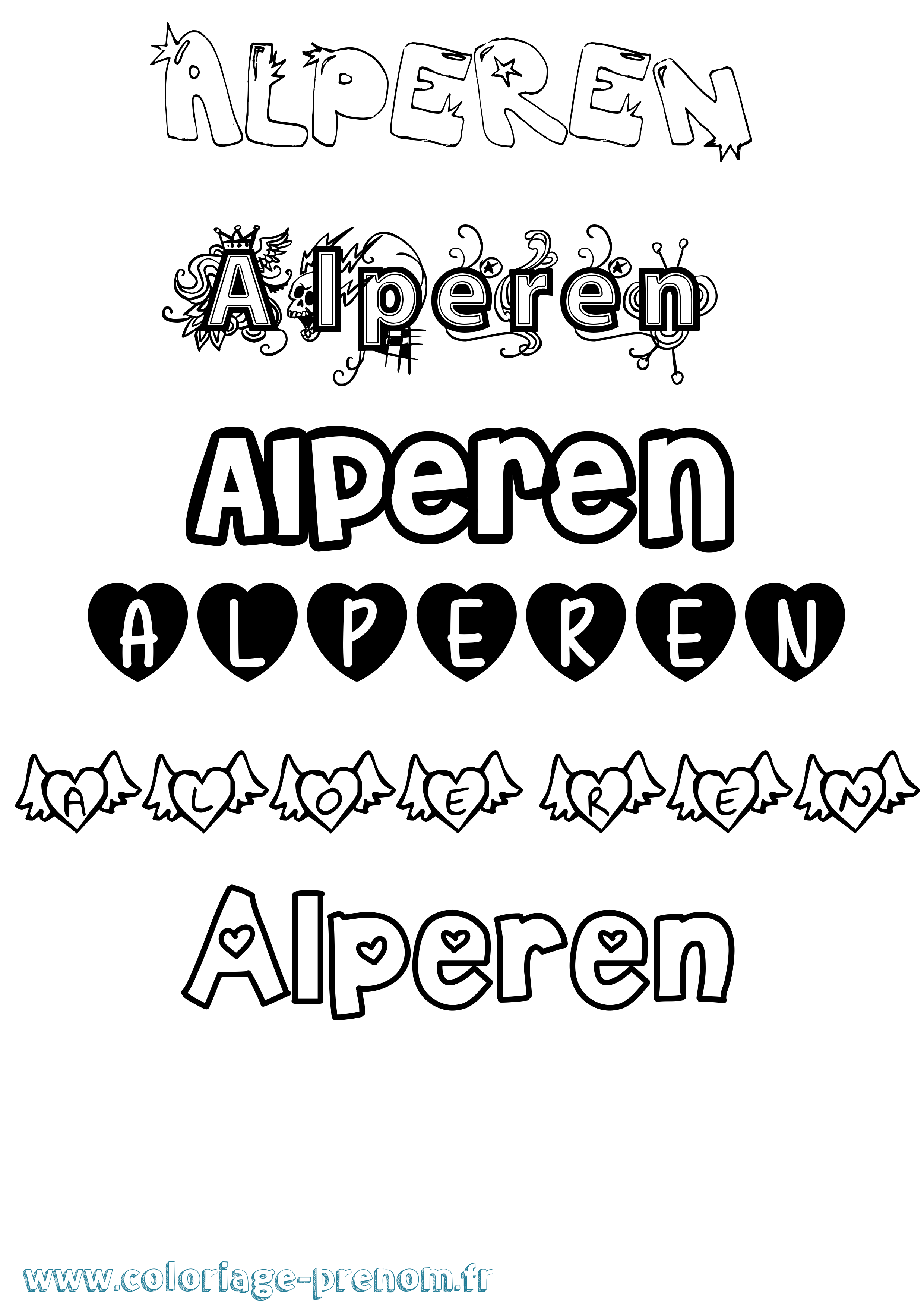Coloriage prénom Alperen Girly