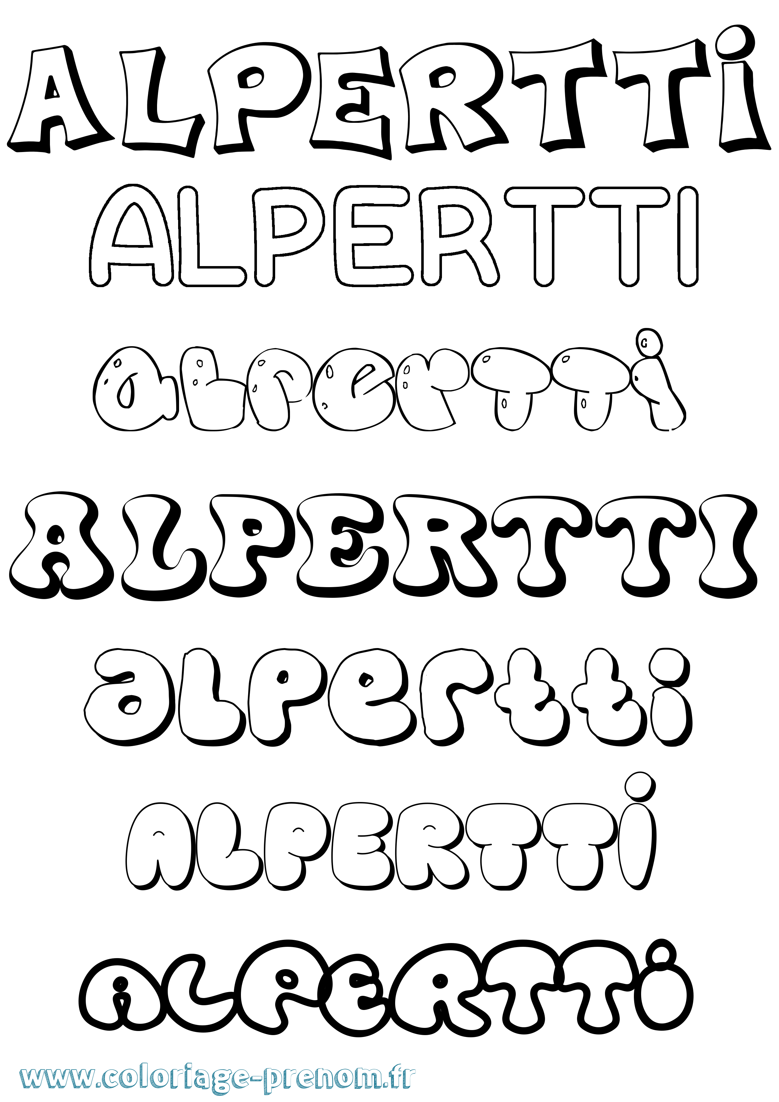 Coloriage Alpertti Bubble Coloriage prénom Alpertti Bubble