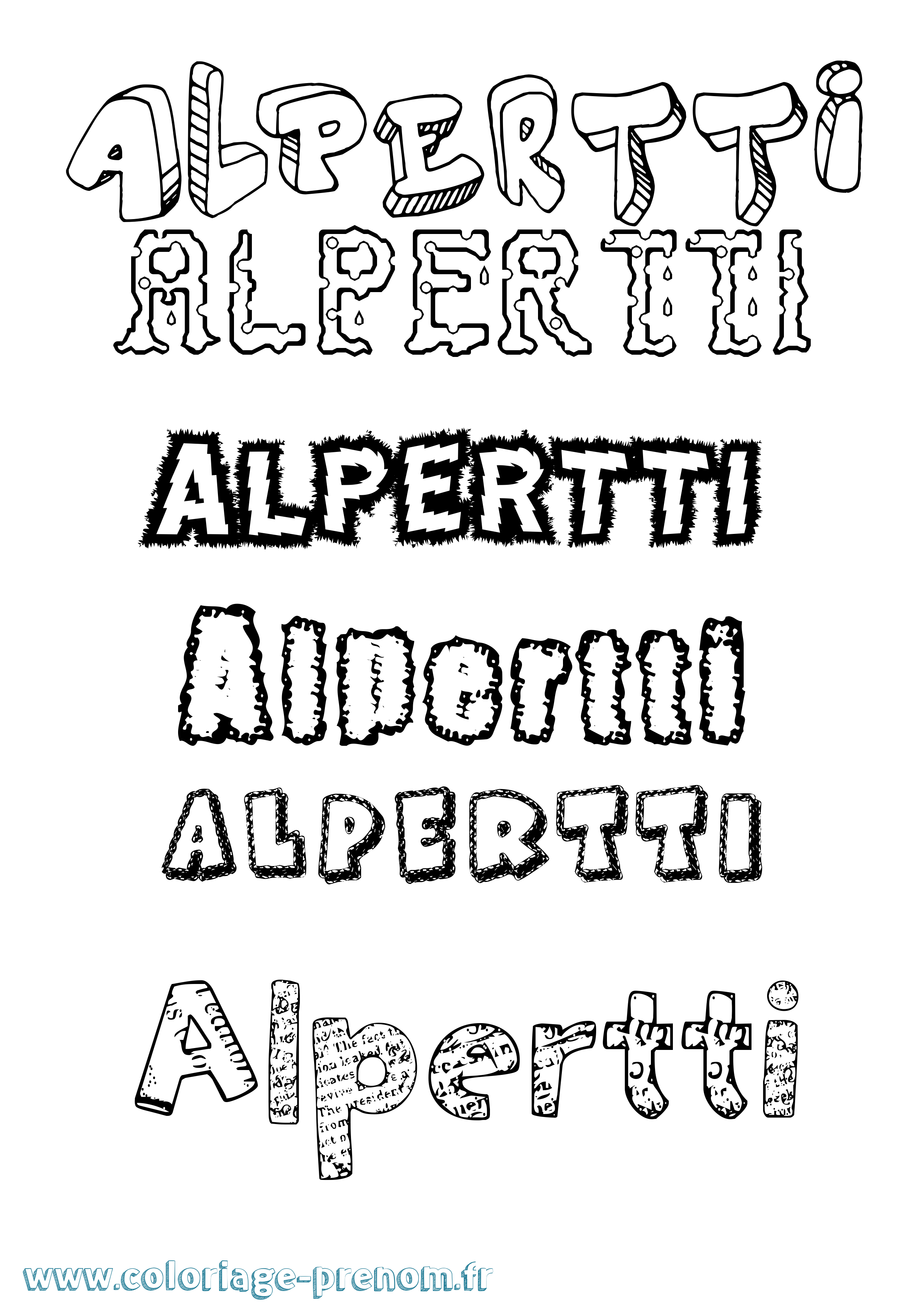 Coloriage Alpertti Destructuré Coloriage prénom Alpertti Destructuré
