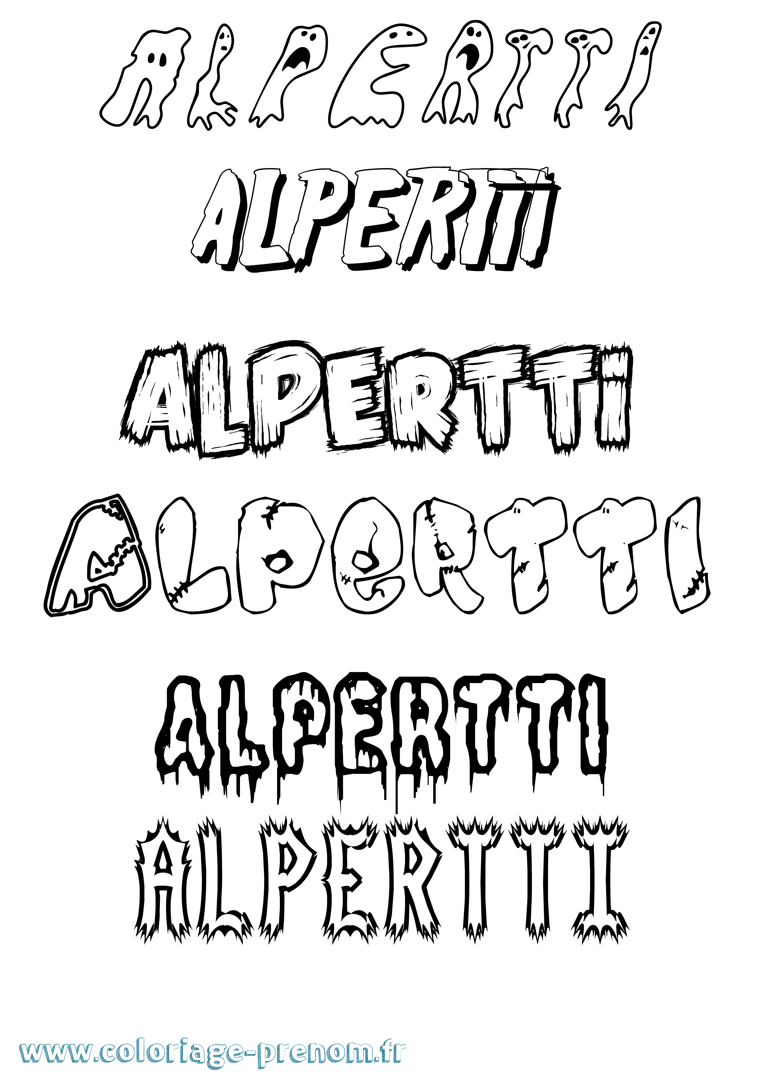Coloriage Alpertti Frisson Coloriage prénom Alpertti Frisson